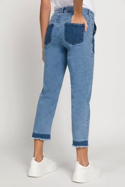 Gina Laura Regular-fit-Jeans 7/8-Jeans Farb Effekte 5-Pocket Fransensaum