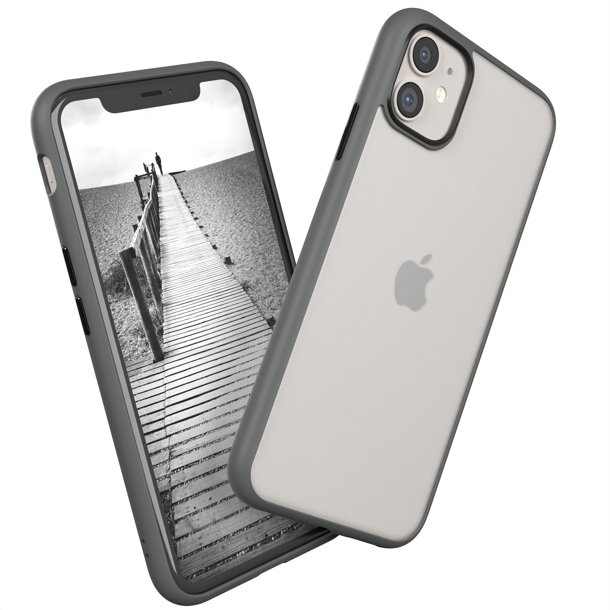 EAZY CASE Handyhülle Outdoor Case für Apple iPhone 11 6,1 Zoll, Hybrid Case  mit Aufprallschutz Transparent kratzfest Back Cover Grau