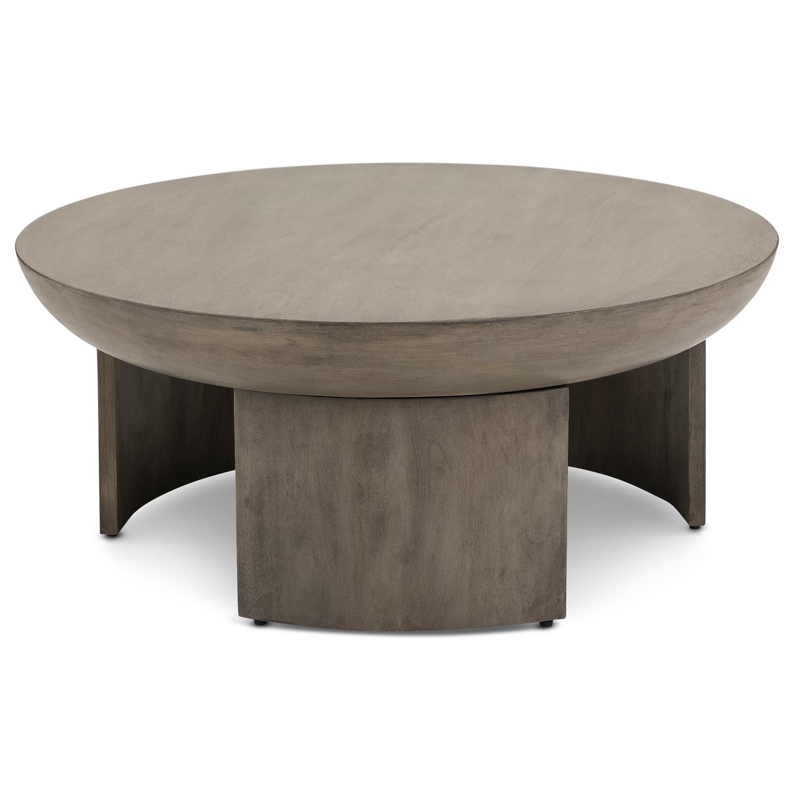 IDIMEX Couchtisch KUMASI, Wohnzimmertisch 90 cm aus massivem Mangoholz Grau