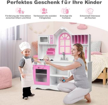 KOMFOTTEU Spielküche, für Kinder ab 3 Jahren, weiß+rosa