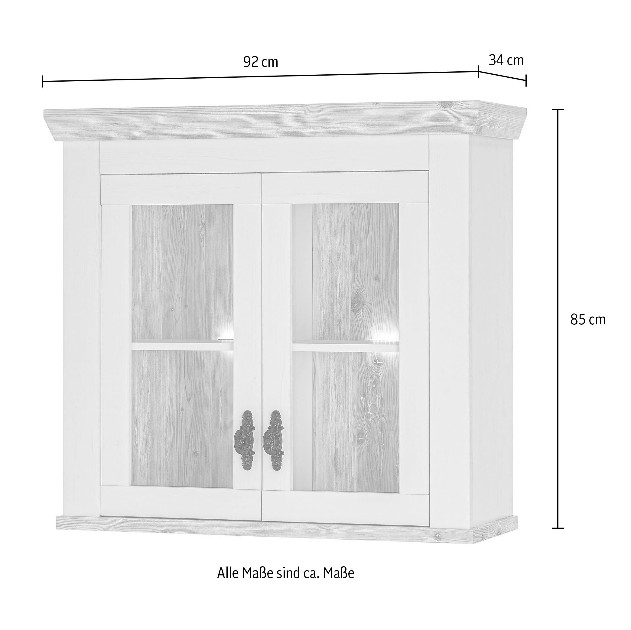 Meuble de cuisine Home affaire Florence, en pin blanc, avec niche pour plaque de cuisson, sans électroménager, (ensemble), largeur 191 cm, poignées en métal ornementées, hauteur de travail 92 cm
