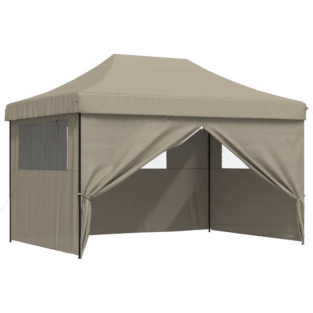 Pavillon Partyzelt Faltbar Pop-Up mit 4 Seitenteilen Taupe