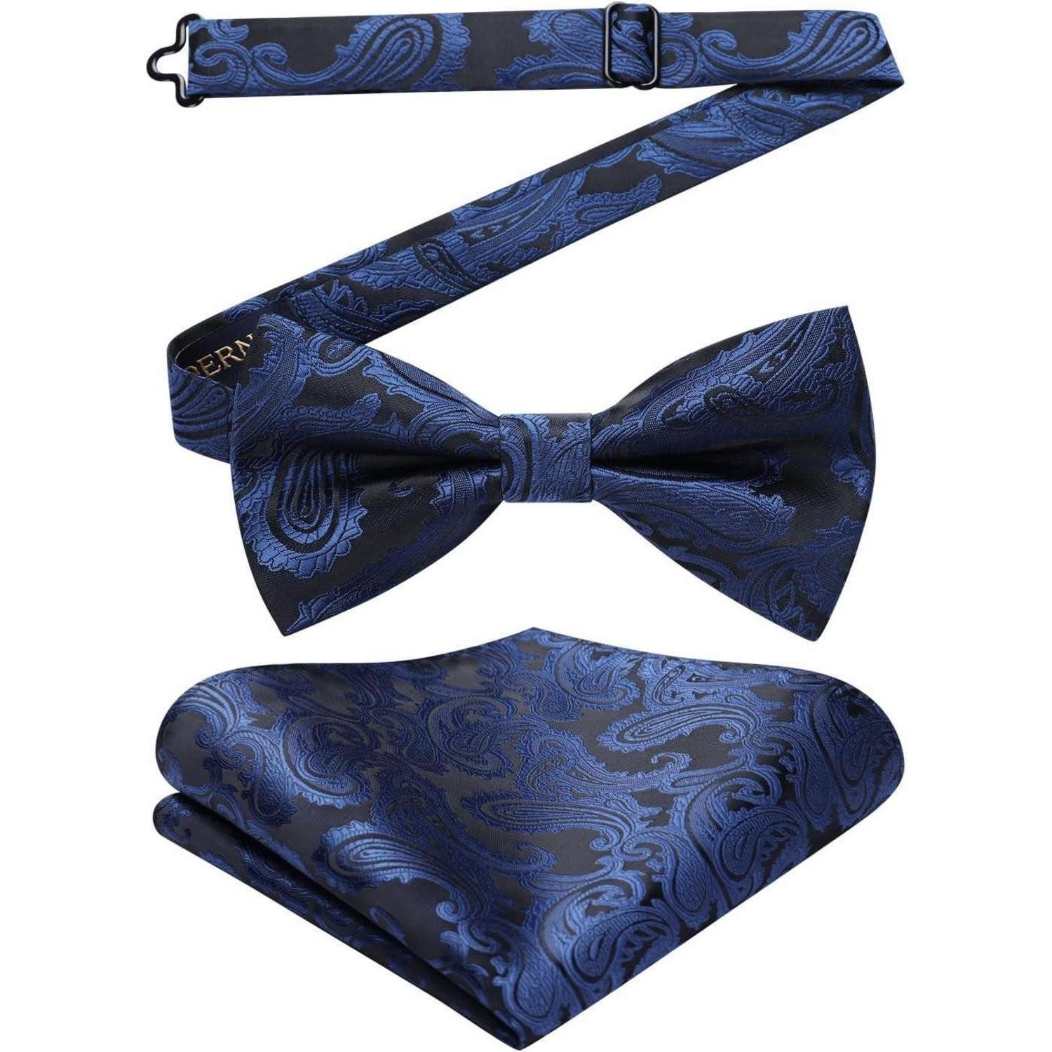 LuxusKollektion Fliege Fliege Herren vorgebundene Einstecktuch Anzug Smoking A2-blau