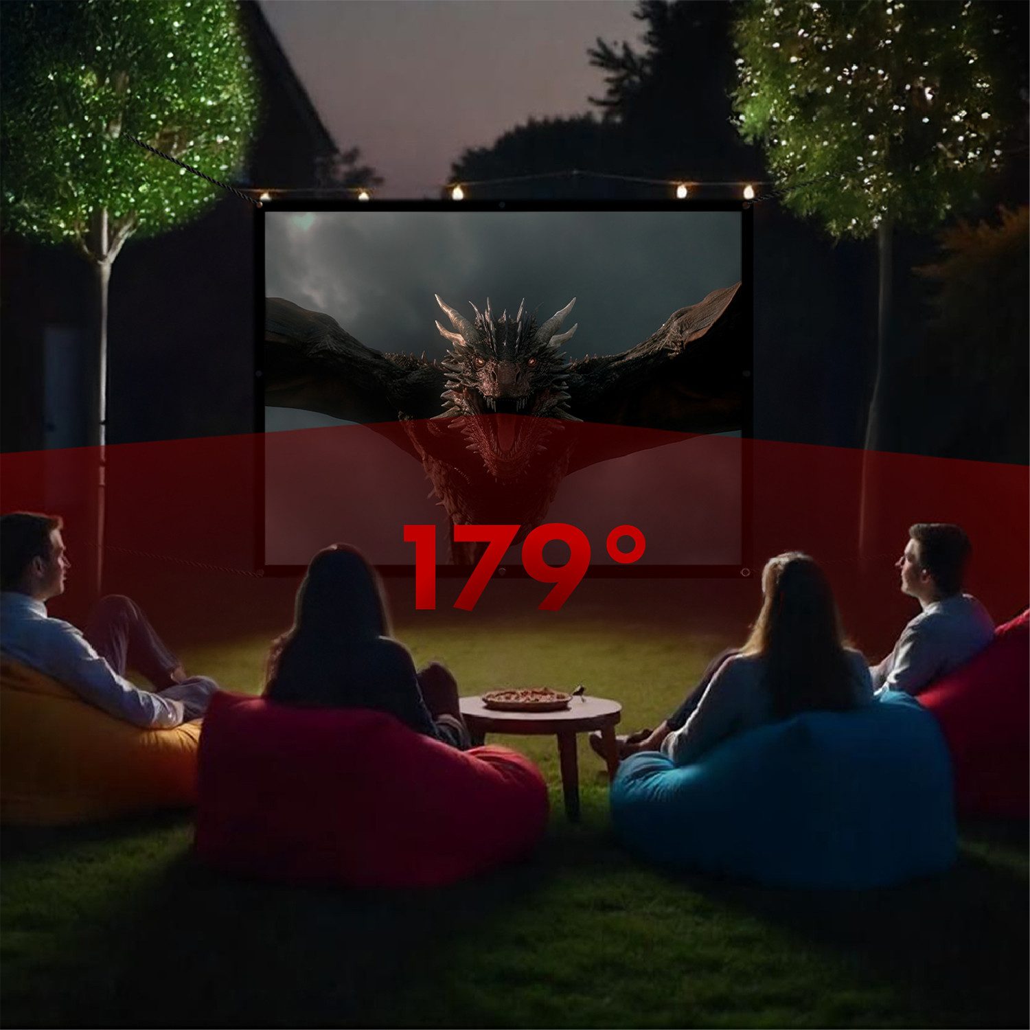 Maclean MC-982 Große Wandprojektionsfläche 120'' 270x154 HD Faltrahmenleinwand (Rahmen 25 mm 16:9, Spannhaken) – Bild 5 von 5
