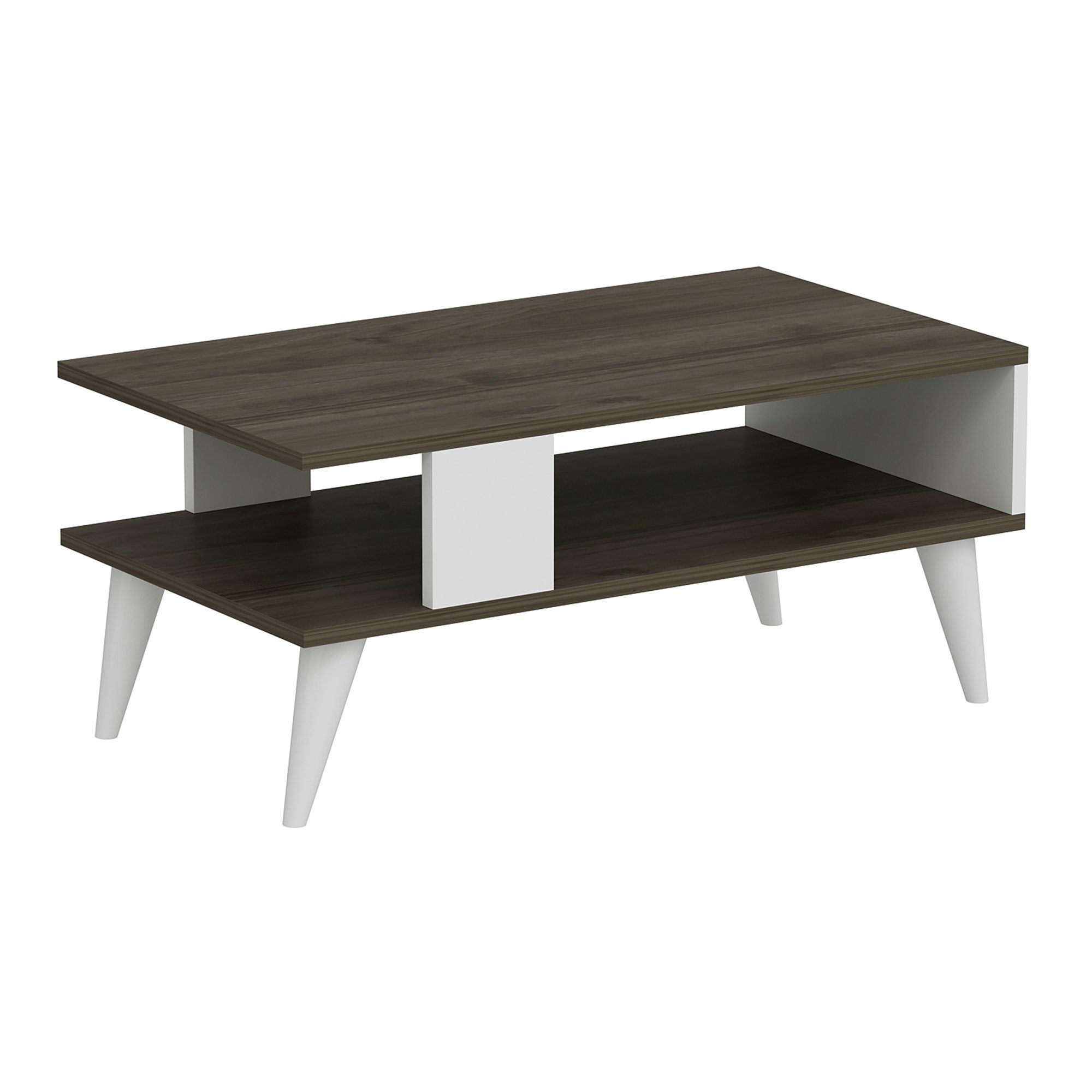 en.casa Couchtisch, »Lycksele« Wohnzimmertisch 40x90x45cm Walnuss-Optik/Wei günstig online kaufen