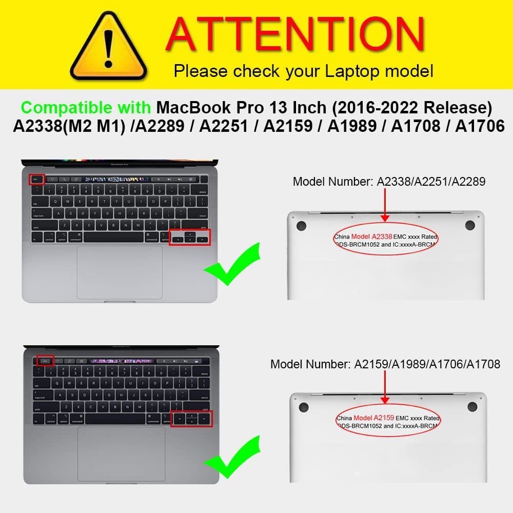 Fintie Laptop-Hülle Kompatibel mit MacBook Pro 13 (2016-2022) A2338(M2/M1)/A2289/A2251/A2159/A1989/A1706/A1708, Ultradünne Hartschale Schutzhülle