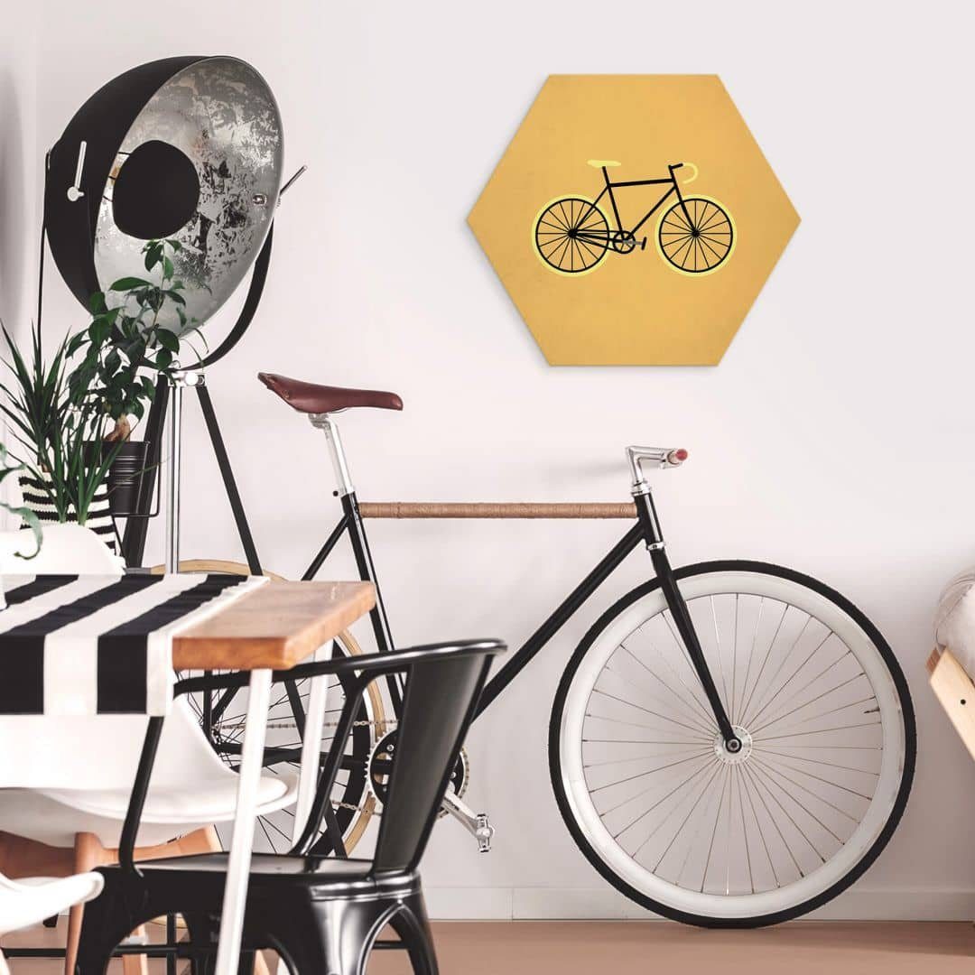 K&L Wall Art Gemälde Hexagon Fixie Nostalgie Vintage Retro Wandschild Rennrad Bike Fahrrad Deko, Wanddeko