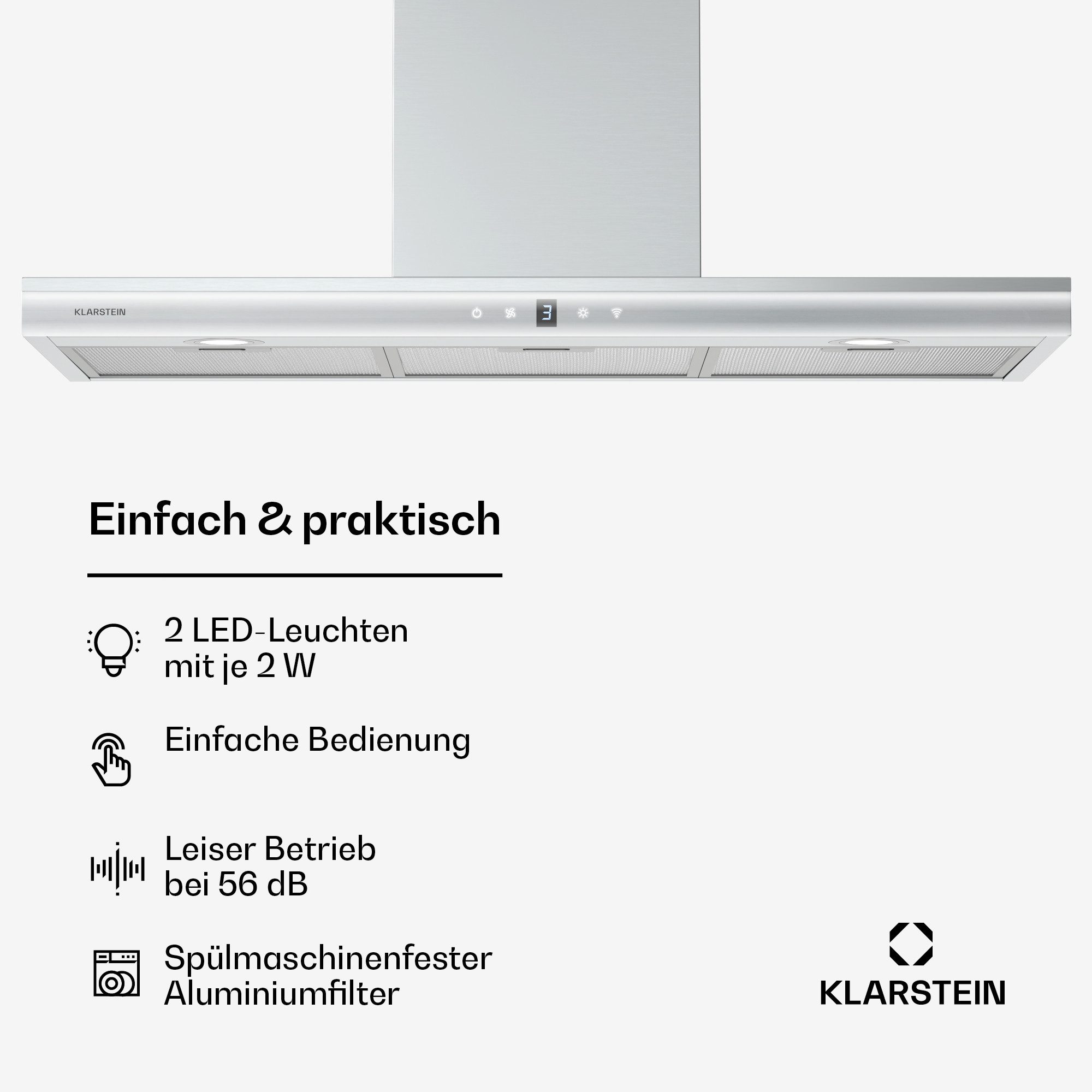 Klarstein Deckenhaube Auriana 90 Serie CGCH7_Auriana_90WH Auriana 90, Dunstabzugshaube Kopffreihaube Abzughaube Abluft Umluft