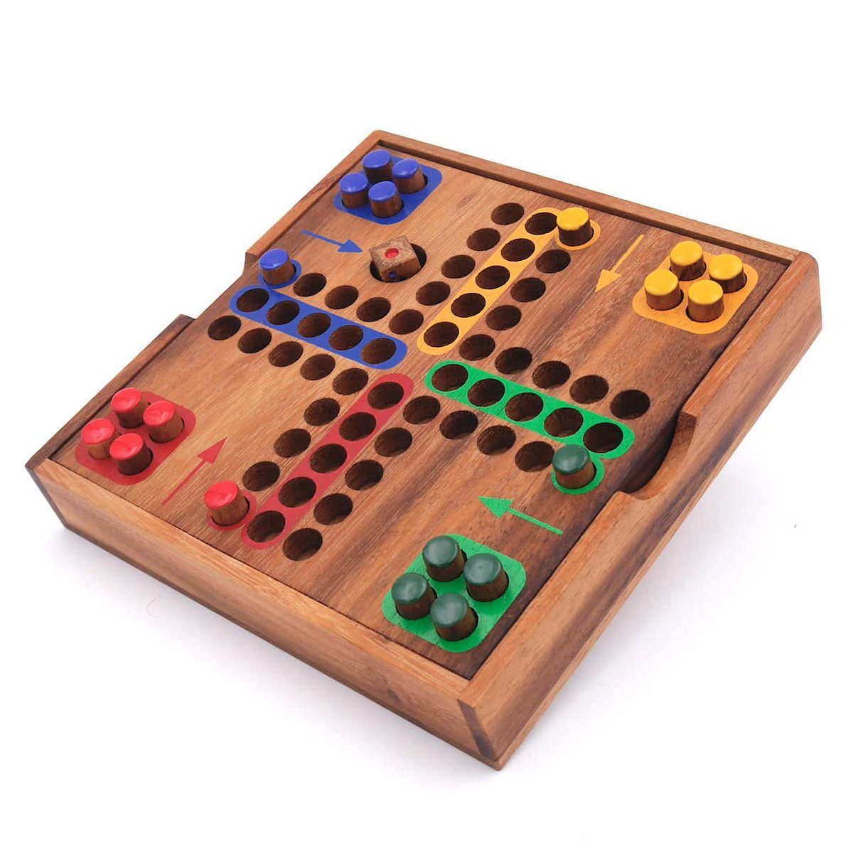 ROMBOL Denkspiele Spiel, Würfelspiel Ludo - Das spannende Brettspiel für die ganze Familie, Holzspiel | Farblernspiele