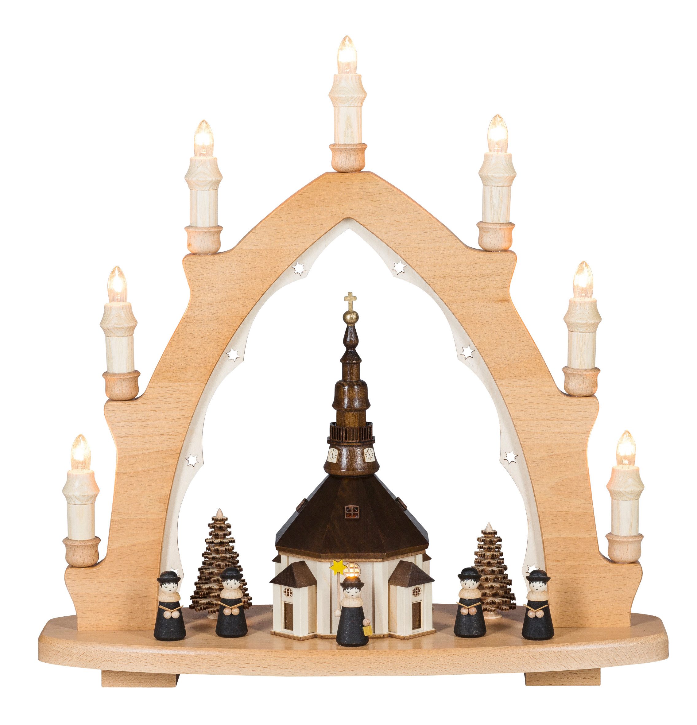 SAICO Original LED Schwibbogen Lichterspitze, Seiffener Kirche, Premium LED-Beleuchtung, warmweiß, BxHxT: 42x44 x15 cm