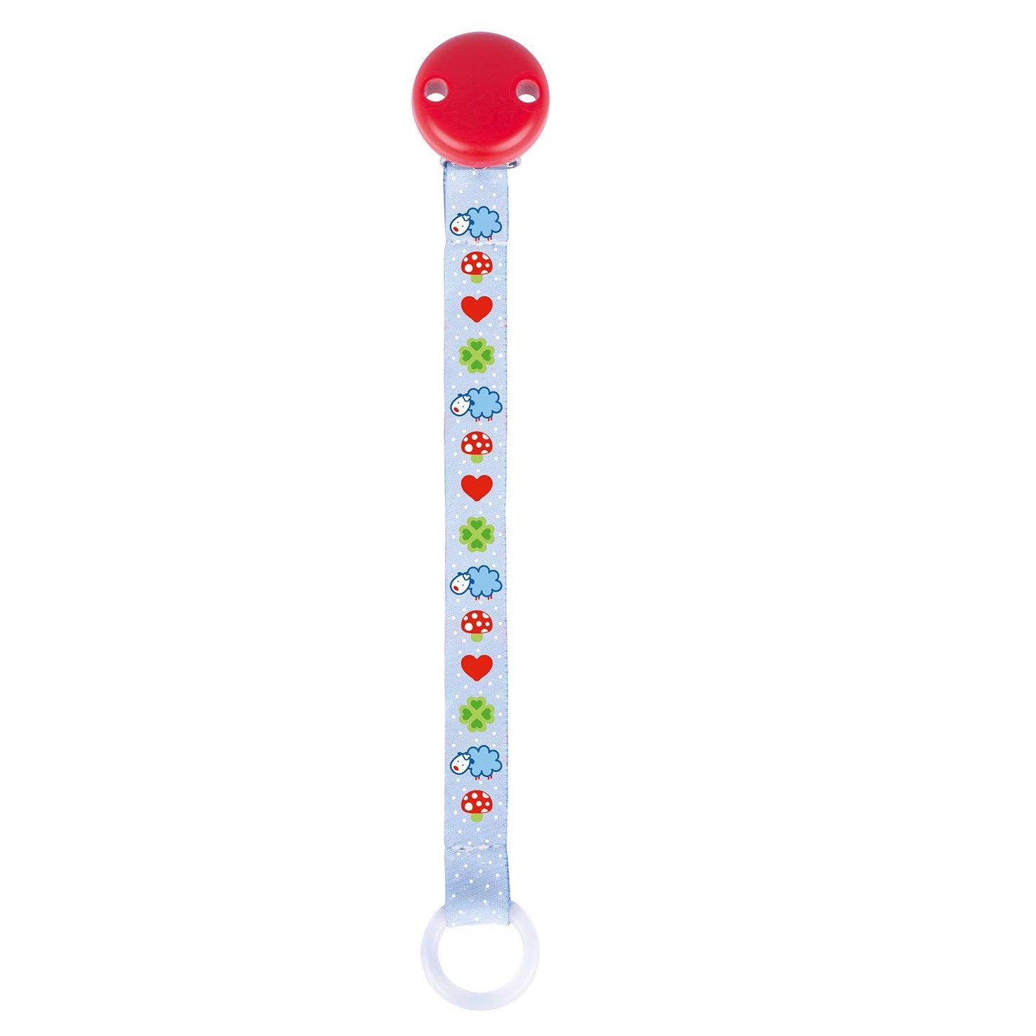 Schnullerbefestigung Textil Schnullerband mit Clip und Silikonring