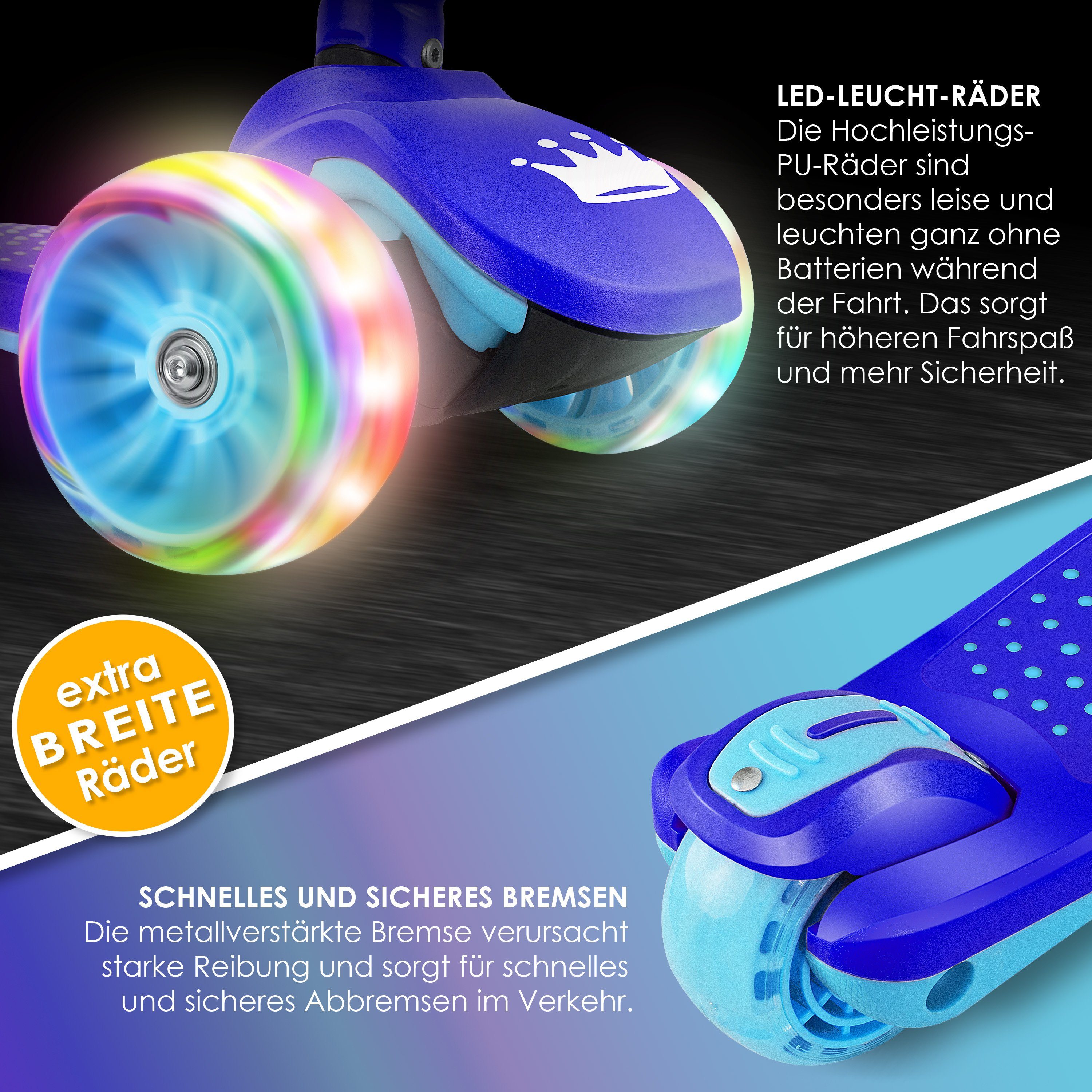 KIDIZ Cityroller, Roller Kinder Scooter X-Pro2 Dreiradscooter mit PU LED Leuchten