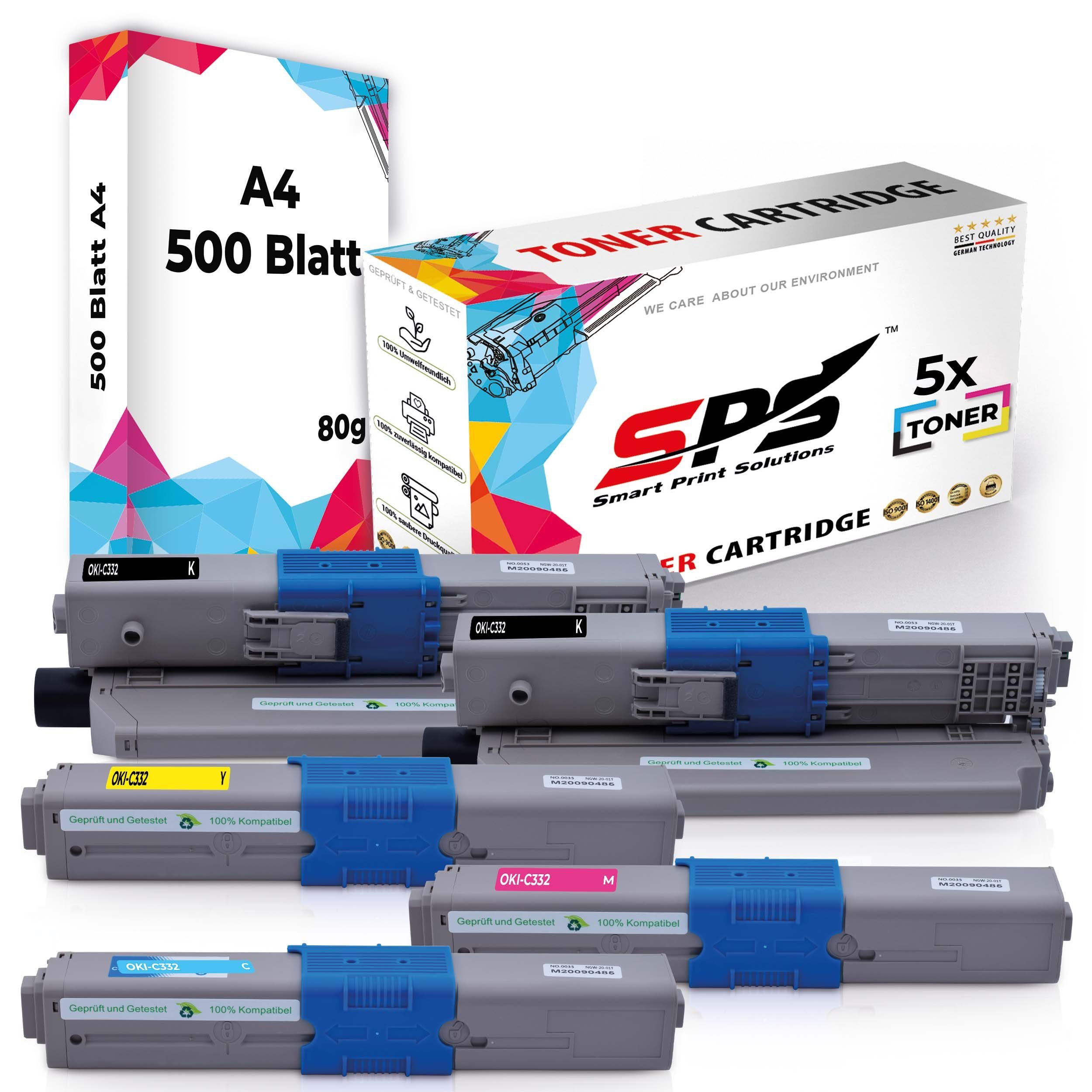 46508709 Gelb), A4 1x Schwarz1x Blatt) Papier, (5er Kompatibel für A4 1x 1x x MC363DNW Cyan, Druckerpapier Toner(2 OKI Pack 46508710, SPS Tonerkartusche Magenta, 5x 500 DIN +