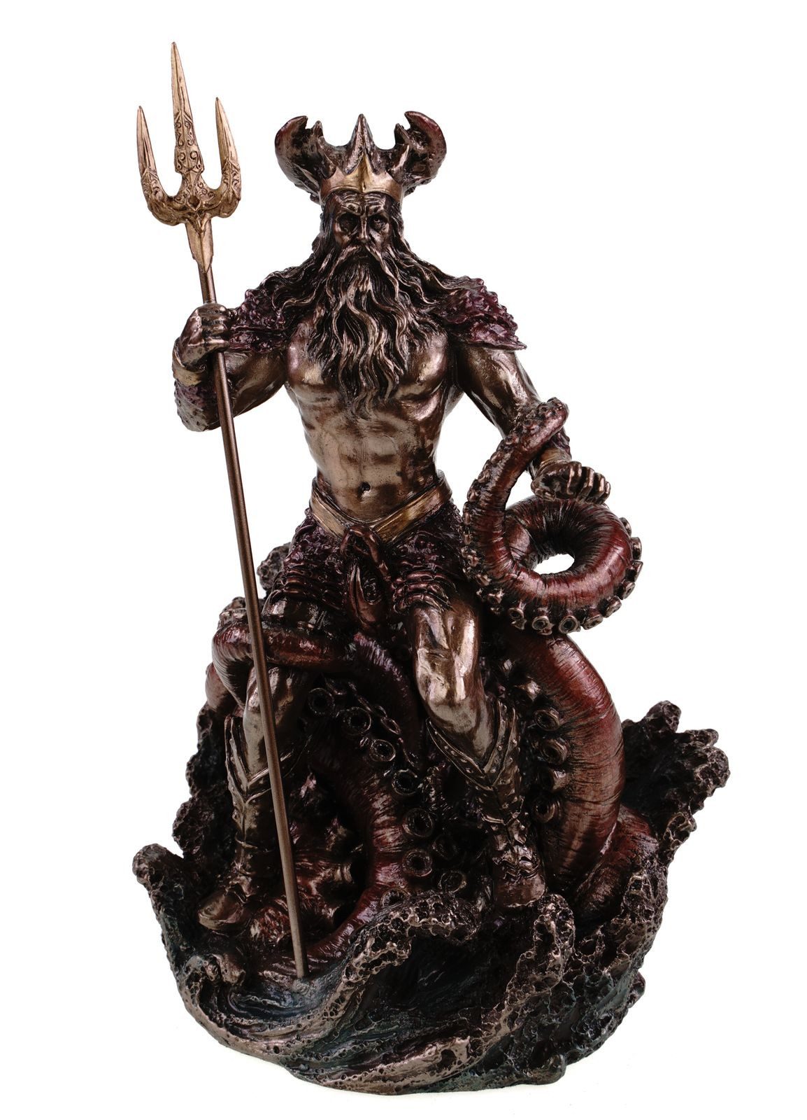 Dekofigur Poseidon Statue Griechischer Meeresgott Skulptur Veronese 14x11x23 cm