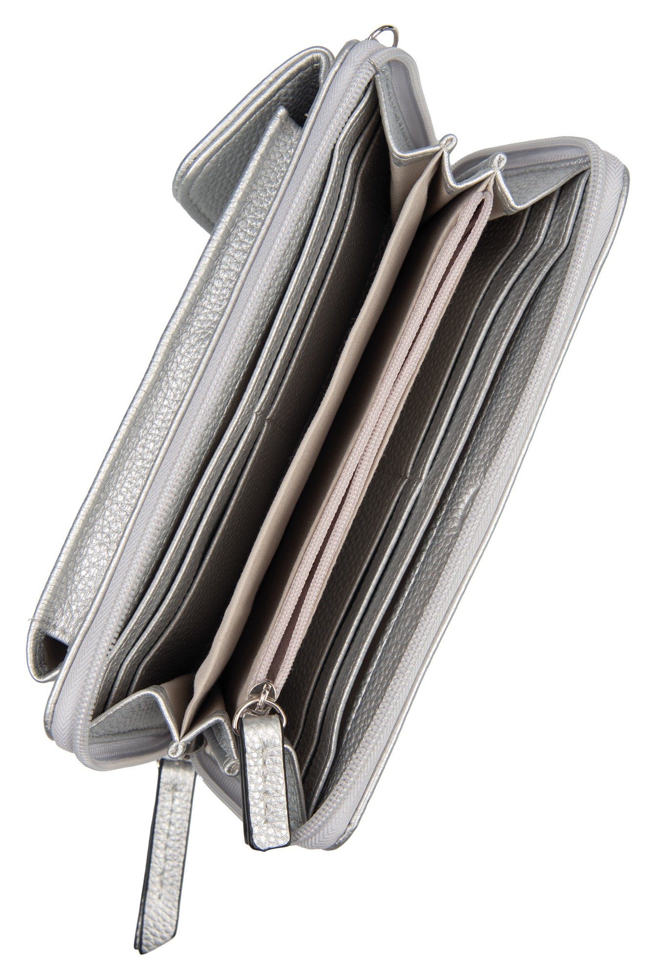 Außenfach Geldbörse silberfarben mit geräumigem zip TOM wallet Long ELA XL, TAILOR