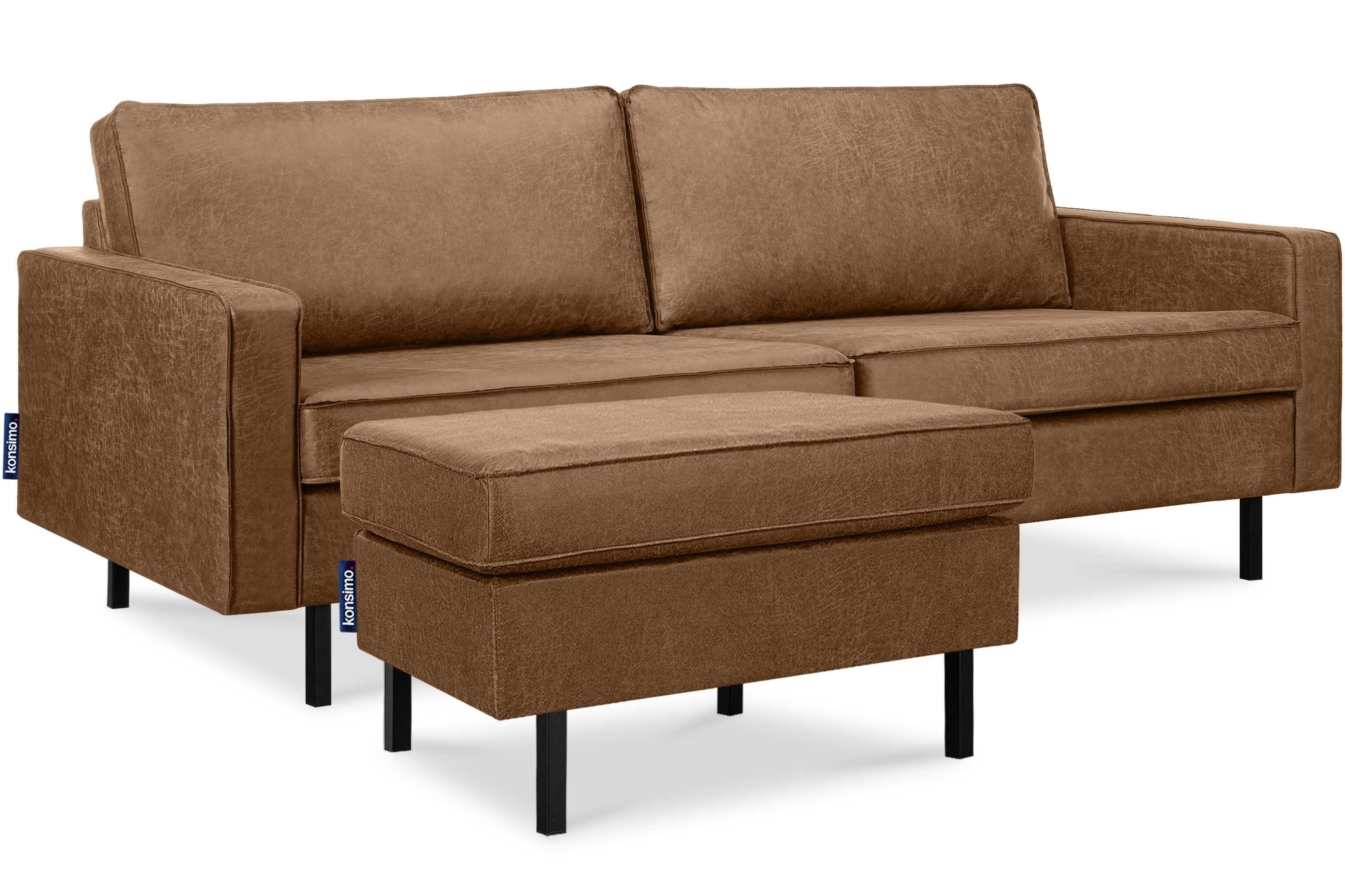in braun EU braun hohen INVIA braun Echtleder, Konsimo 3-Sitzer | auf Dreisitzer-Sofa, Grundschicht: Hergestellt | Metallfüßen,