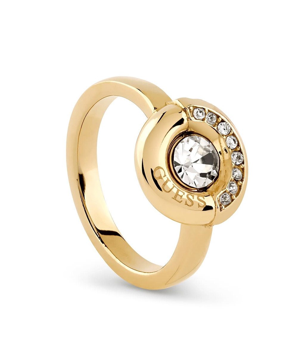 Guess Fingerring DamenCoin Pave Solitär Silberfarben