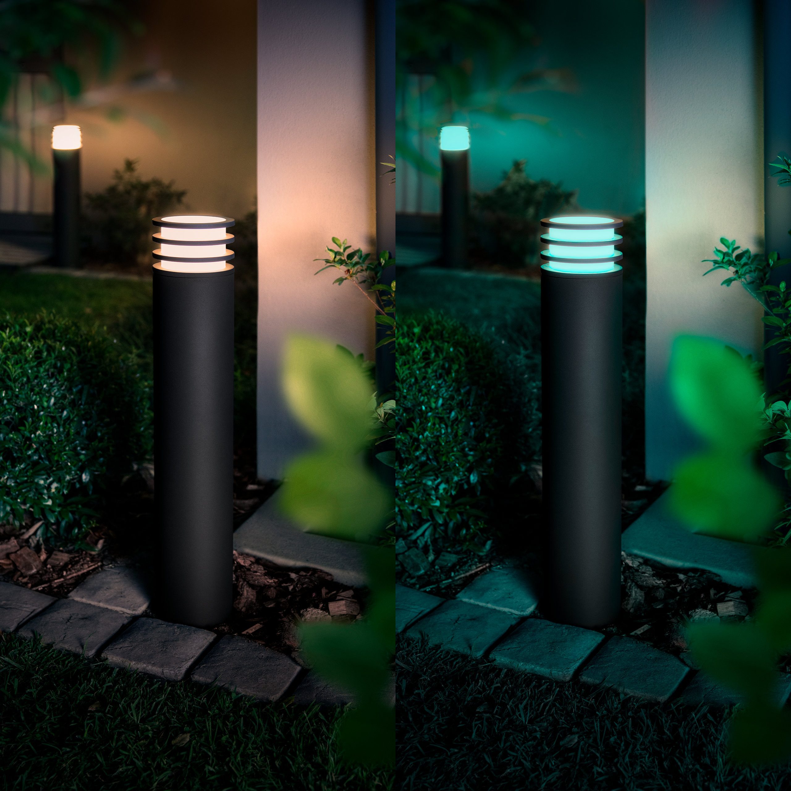 Philips Hue LED Außen-Stehlampe Lucca White & Color Ambiance, Abschaltautomatik, Bluetooth, CCT - über Fernbedienung, Dimmer, Dimmfunktion, Einschlafhilfe, Farbsteuerung, Farbwechsel, Memoryfunktion, Nachtlichtfunktion, RGB, Smart Home, Tageslichtsensor, Timerfunktion, dimmbar über Fernbedienung, mehrere Helligkeitsstufen, LED fest integriert, Farbwechsler, dimmbar, 1100 Lumen, Smart-Home fähig, steuerbar per App, IP44