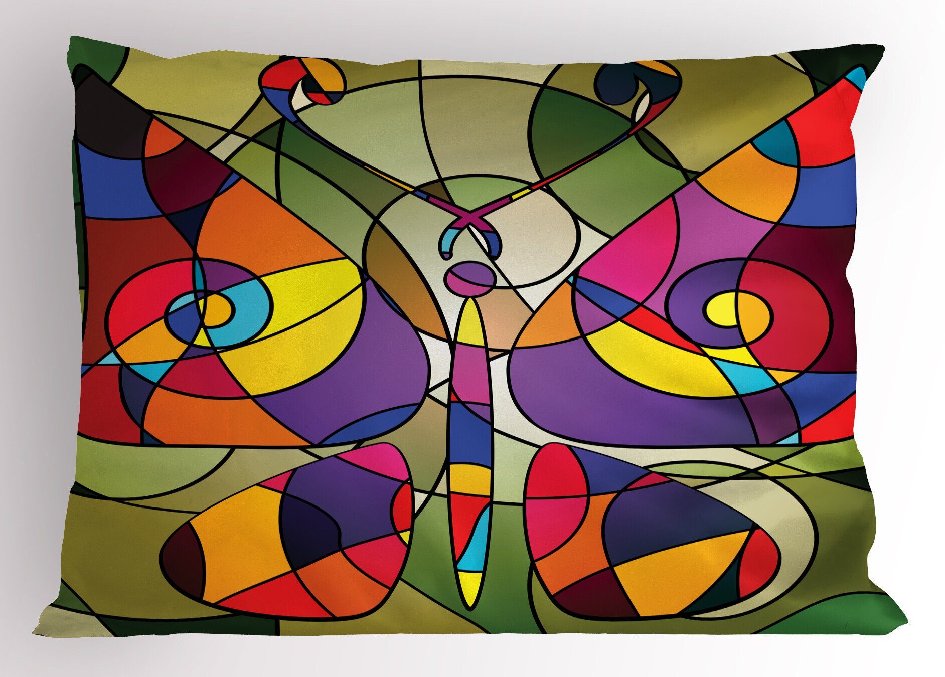 Kissenbezüge Gedruckter Queen Schmetterlings-Kunst Bunt Size Abakuhaus Kopfkissenbezug, Abstrakte (1 Dekorativer Stück),
