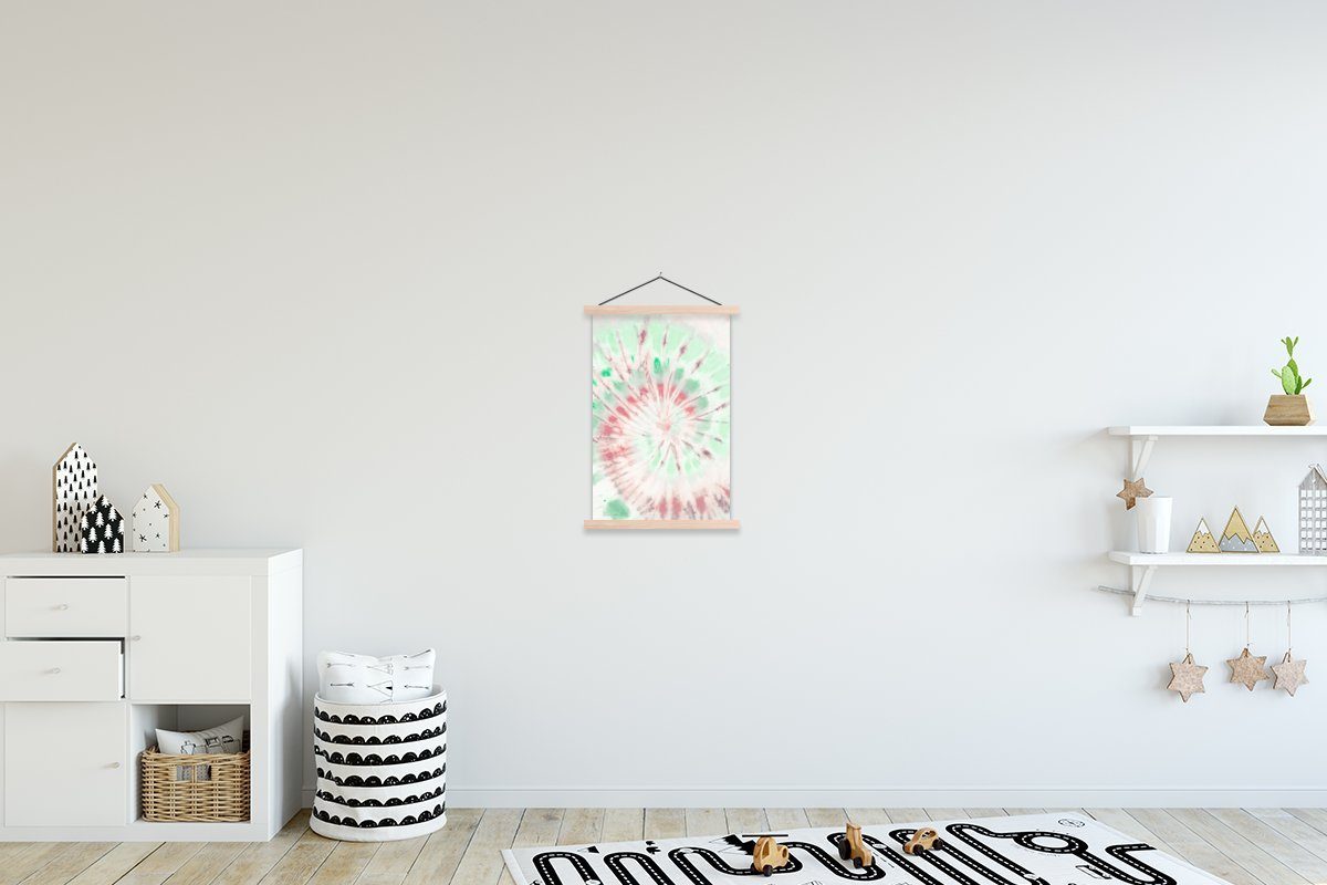 MuchoWow Poster Krawattenfärbung - Muster - Rosa, (1 St), Posterleiste, Textilposter für Wohnzimmer, Bilderleiste, Magnetisch