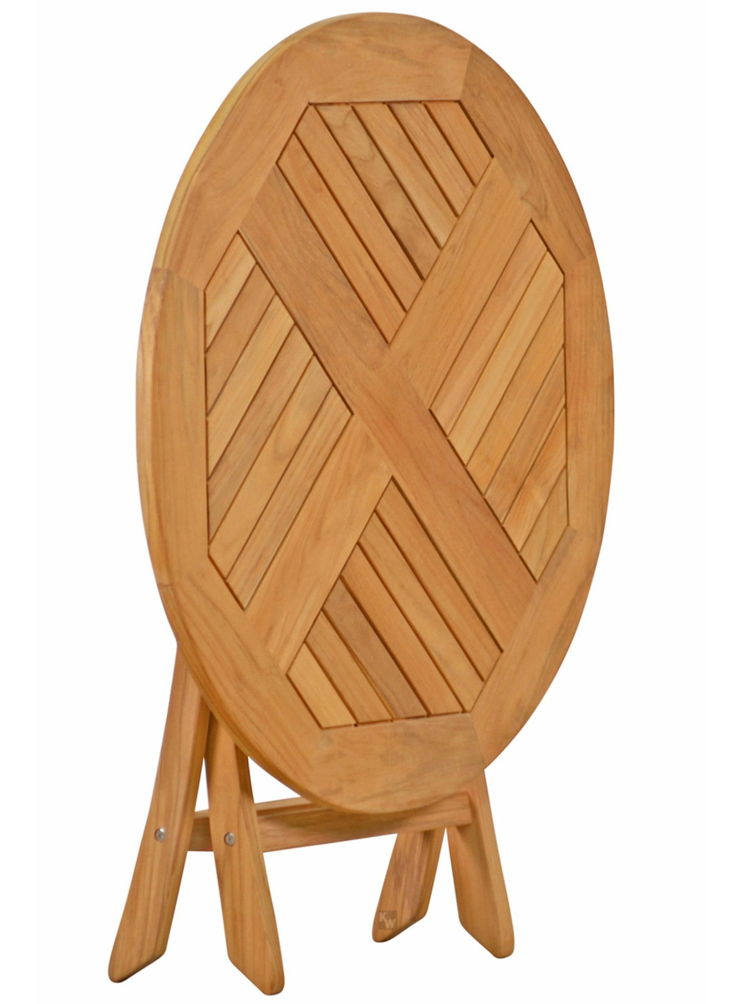 Kai Wiechmann Klapptisch Teak Gartentisch klappbar rund als wetterfester Holztisch aus Teak, klappbarer und unbehandelter Teakholztisch – Bild 2 von 5