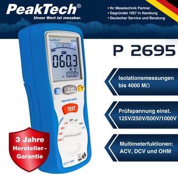 PeakTech Spannungsprüfer PeakTech P 2695: Isolationsmessgerät ~ 4.000 Counts 1000V / 4000 MOhm, (1 St)