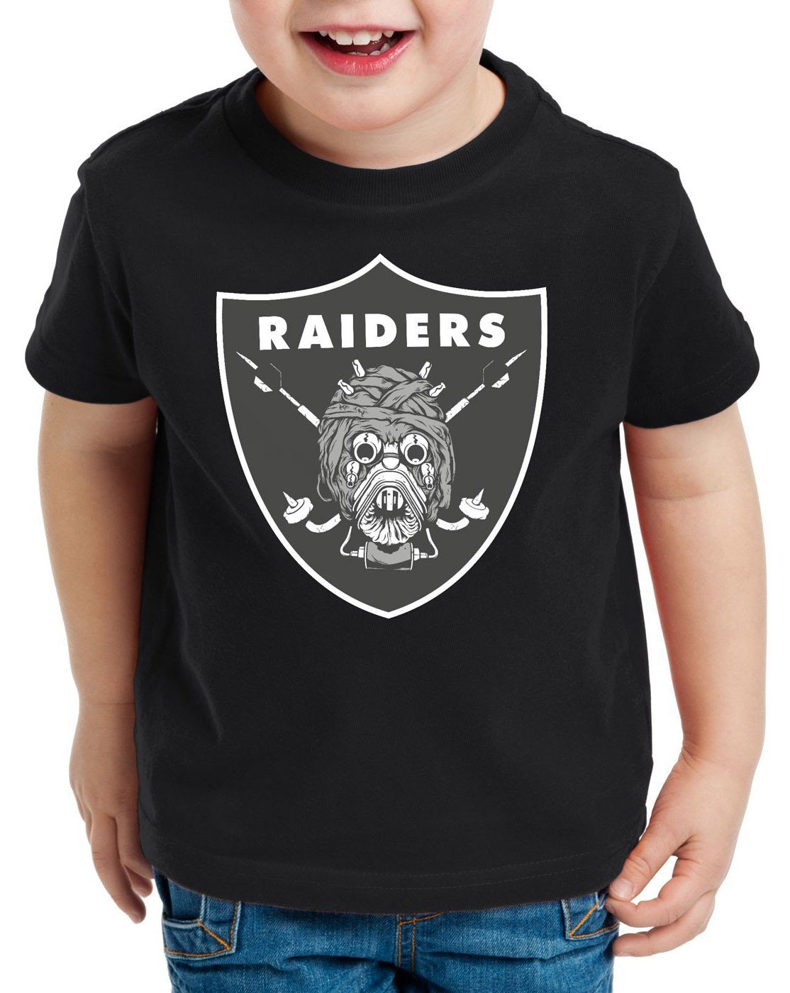 style3 Print-Shirt Kinder T-Shirt Tusken Raiders american football team tatooine schwarz