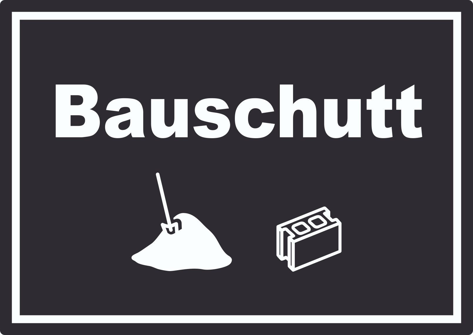 HB-Druck Aufkleber Bauschutt Mülltrennung Aufkleber Text Symbol Ziegel Baustein, wetterfest, UV-beständig, kratzfest