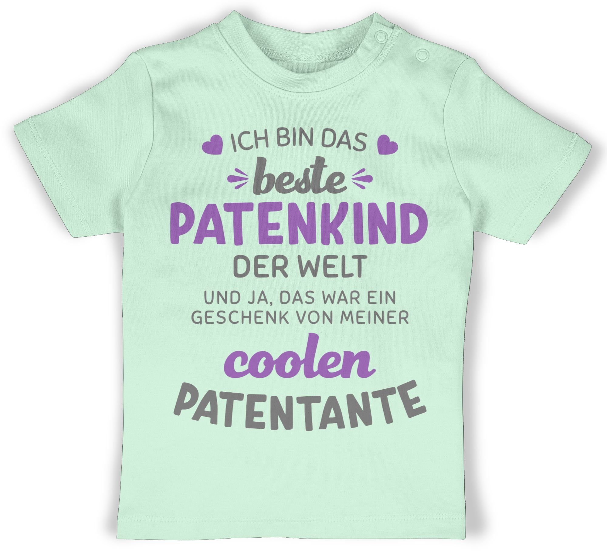 Shirtracer T-Shirt Ich bin das beste Patenkind der Welt grau/lila Patentante Baby 1 Mintgrün