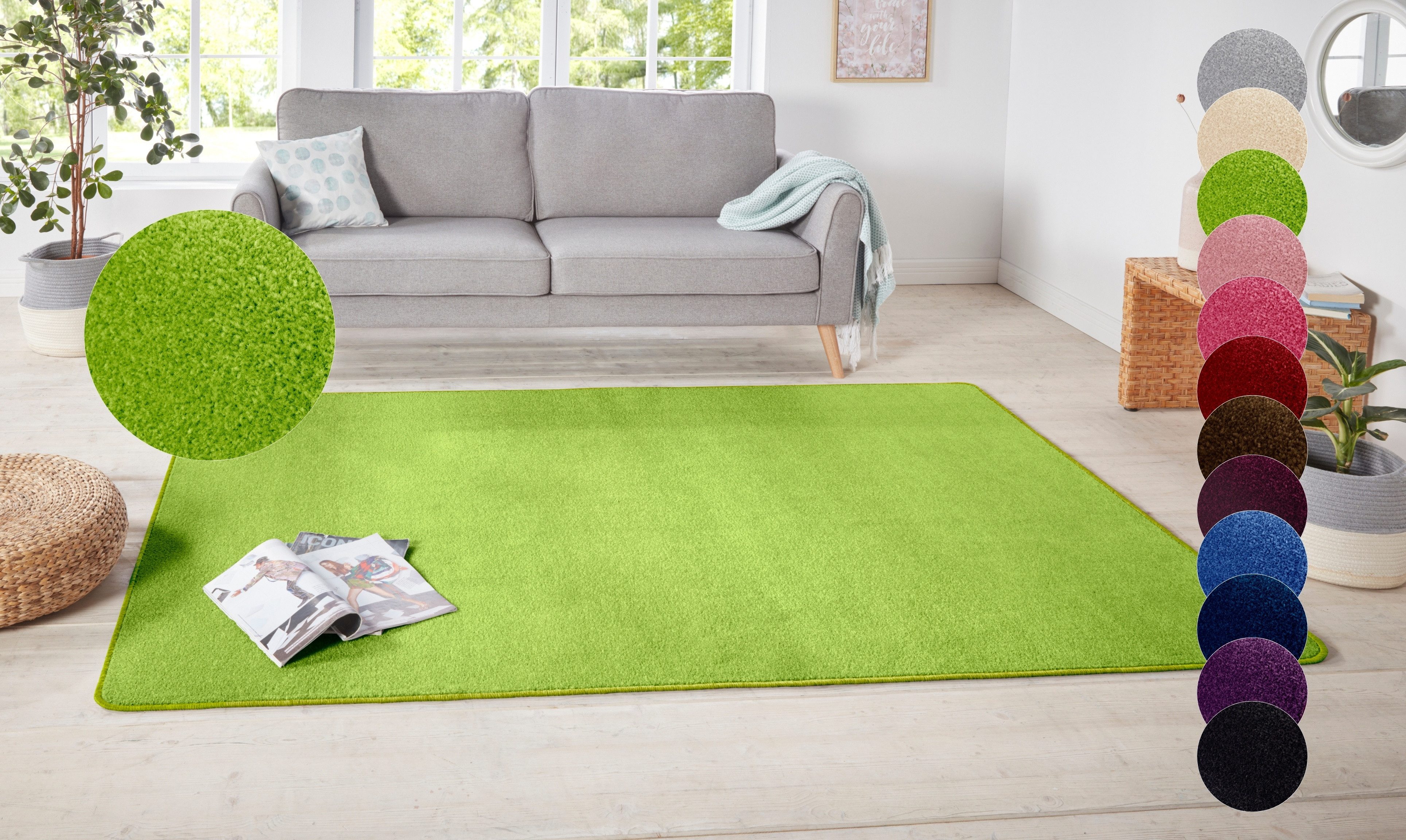HANSE Home Teppich Shashi, rechteckig, Höhe: 8,5 mm, Kurzflor, Unifarben, Läufer, weich, Esszimmer, Kinderzimmer, Flur