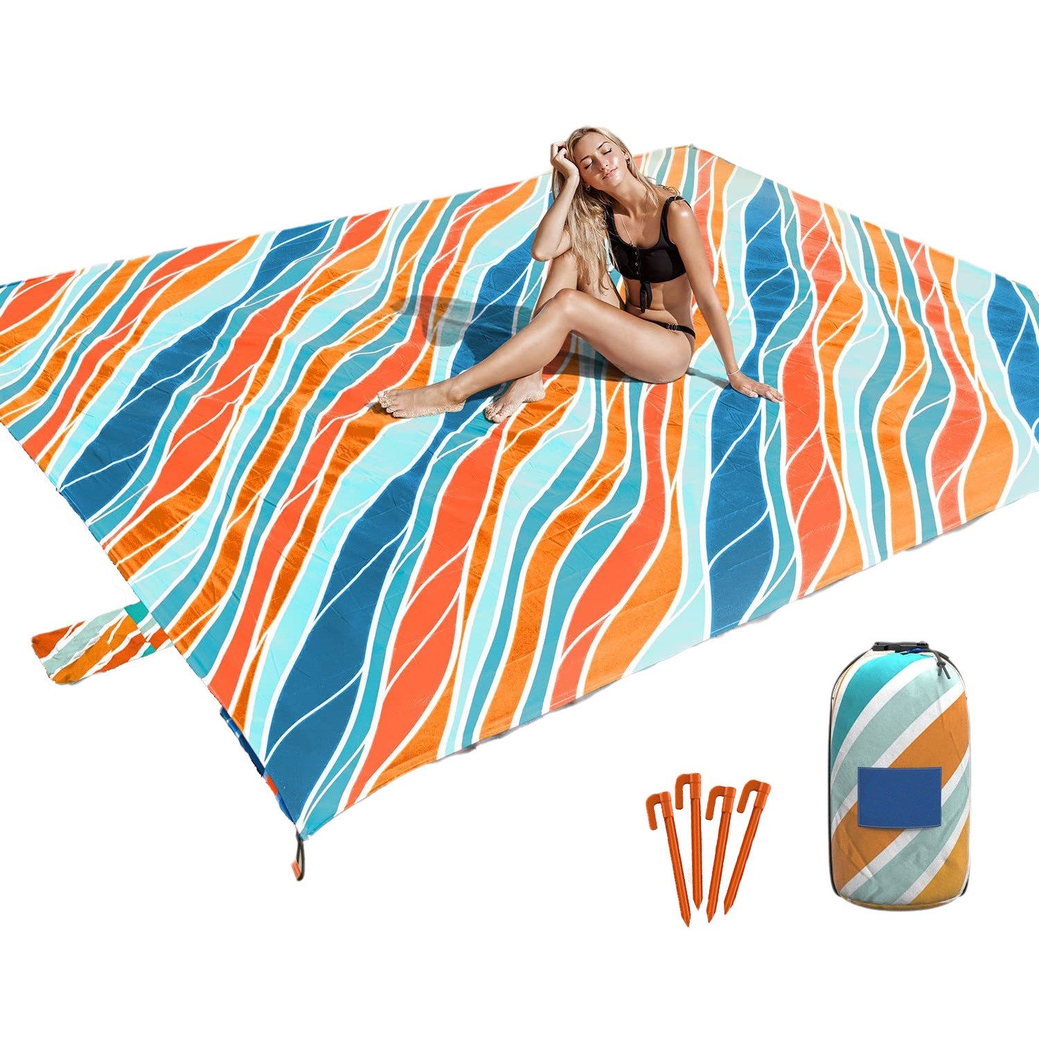 Picknickdecke Große Wasserfeste Stranddecke 210x200cm Inklusive 4 Zeltnägeln