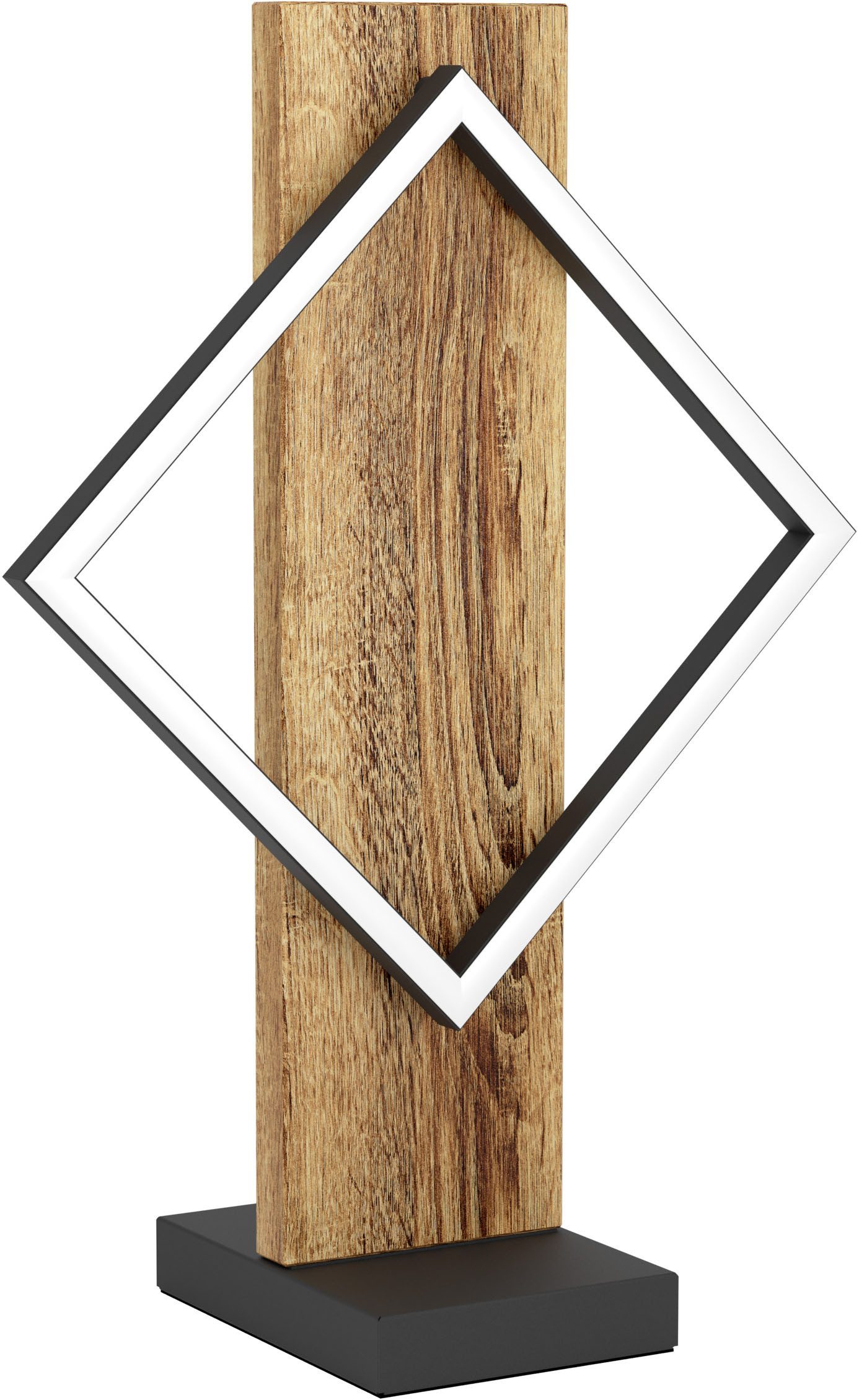 EGLO Tischleuchte BOYAL Tischlampe - Stahl, Holz - LED - 1X13W - IP20, Ein-/Ausschalter, LED fest integriert, Warmweiß, Nachttischlampe, Schreibtischleuchte, Leselampe, L30 x B15 x H42,5 cm