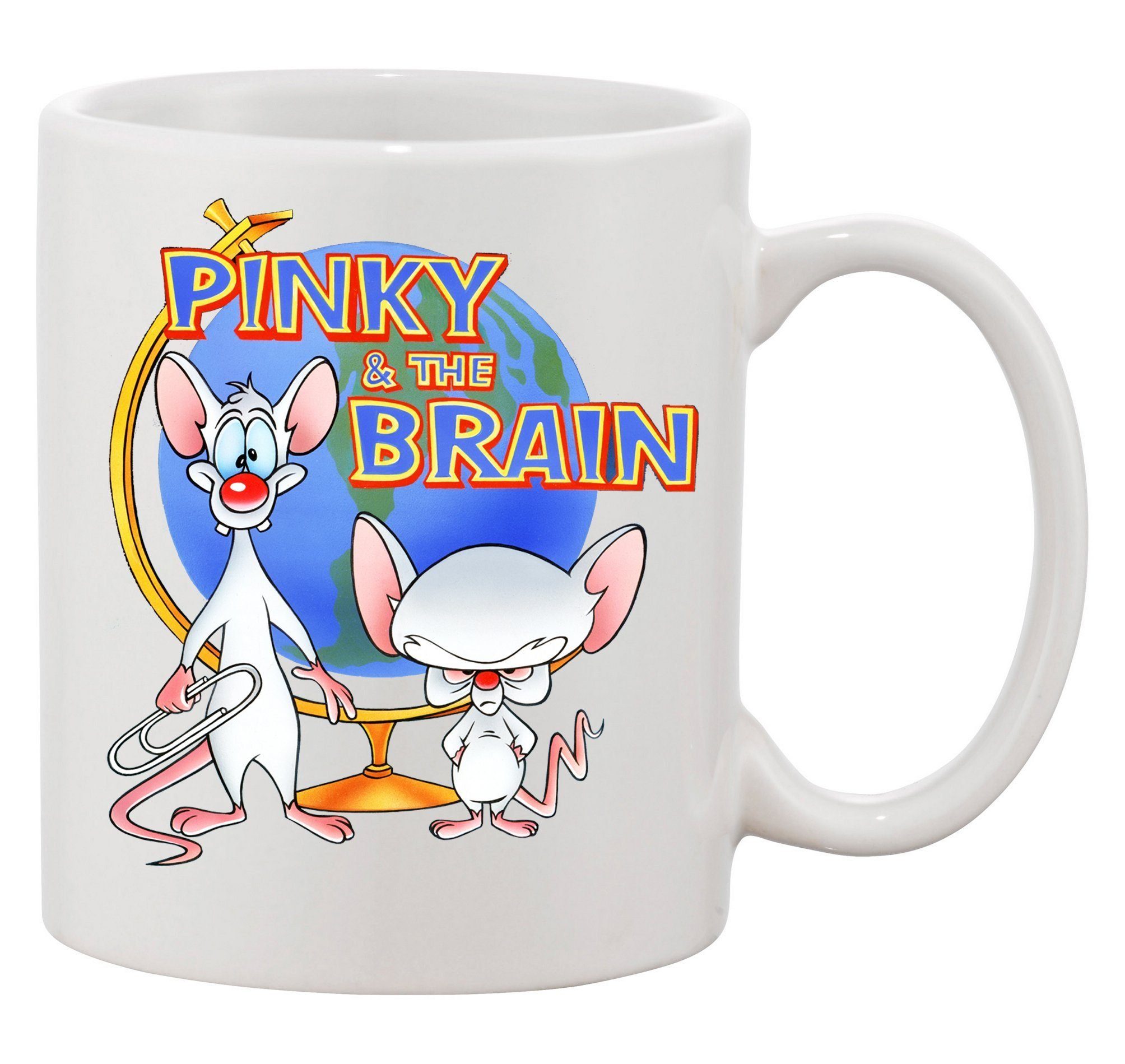 Blondie & Brownie Tasse Pinky and the Brain Comic Cartoon Weltherrschaft, Keramik, Spühlmaschinenfest Weiß XXL (600ml) | Teetassen