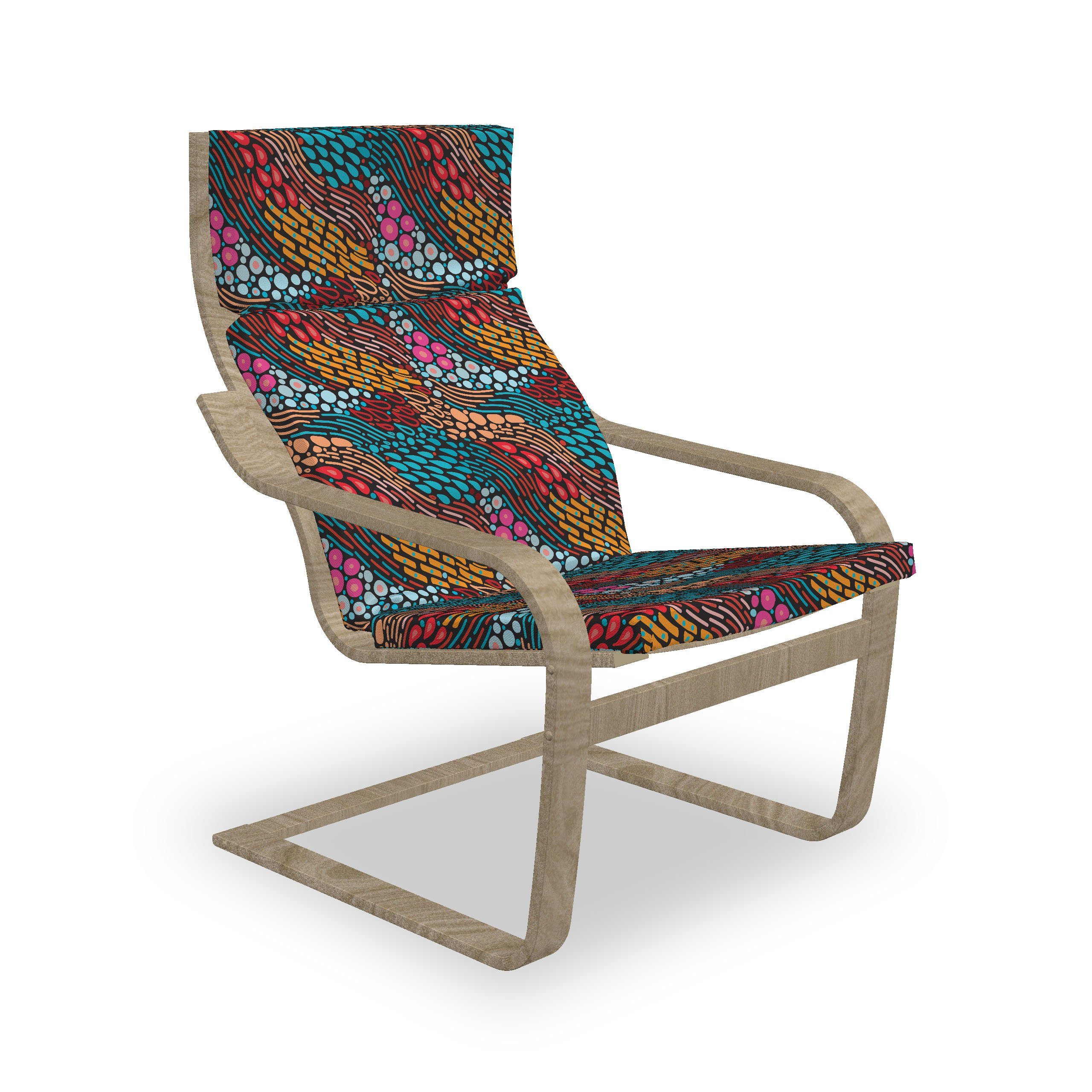 Reißverschluss, Stuhlkissen Abstrakt Ornament Wellenförmige Stuhlkissen Sitzkissen Diagonal mit mit Hakenschlaufe Abakuhaus und