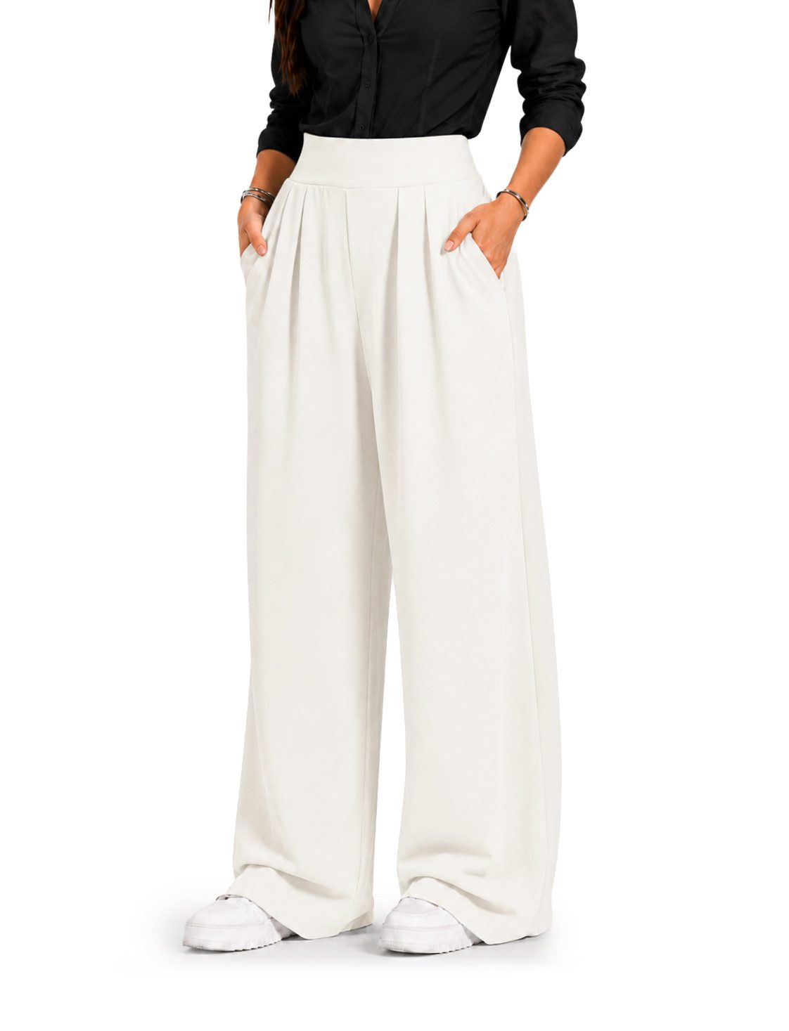 Smilodox Jogginghose Luvia, Sweatpants mit Stretch, Wide Leg, Loose Fit, Freizeit & Sport Weites Bein, Strick, Komfortbund, Bewegungsfreiheit, Baggy