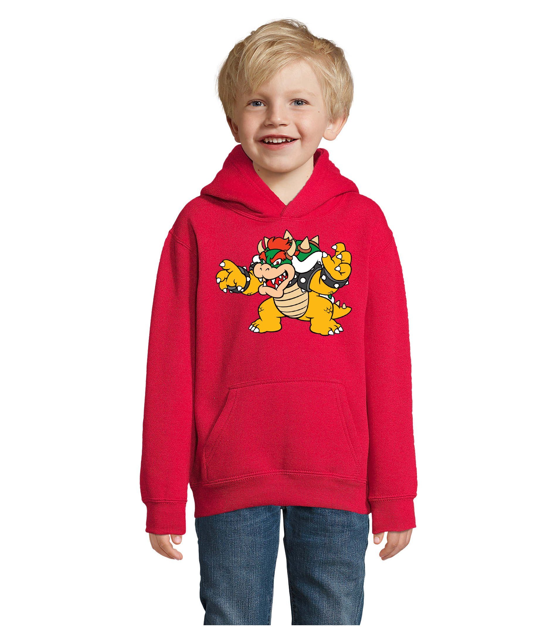 Blondie & Brownie Hoodie Kinder Bowser Nintendo Mario Yoshi Luigi Game Gamer Gaming Konsole mit Kapuze Rot