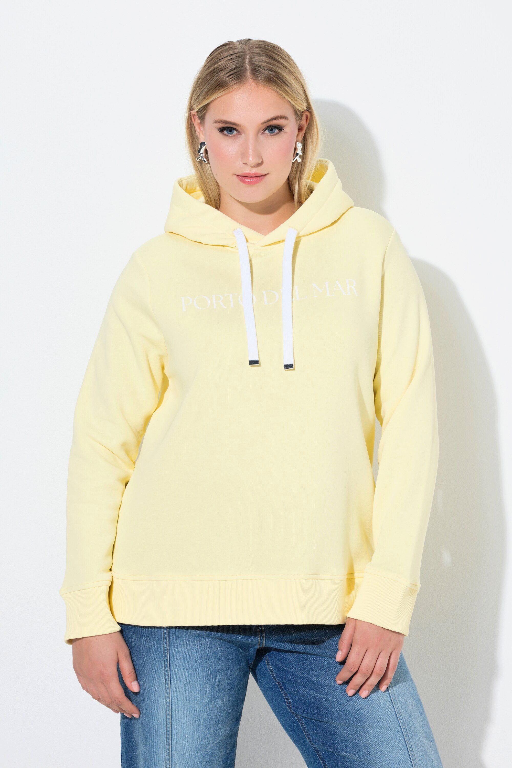 Ulla Popken Sweatshirt Hoodie Schriftdruck Classic Kapuze Langarm günstig online kaufen