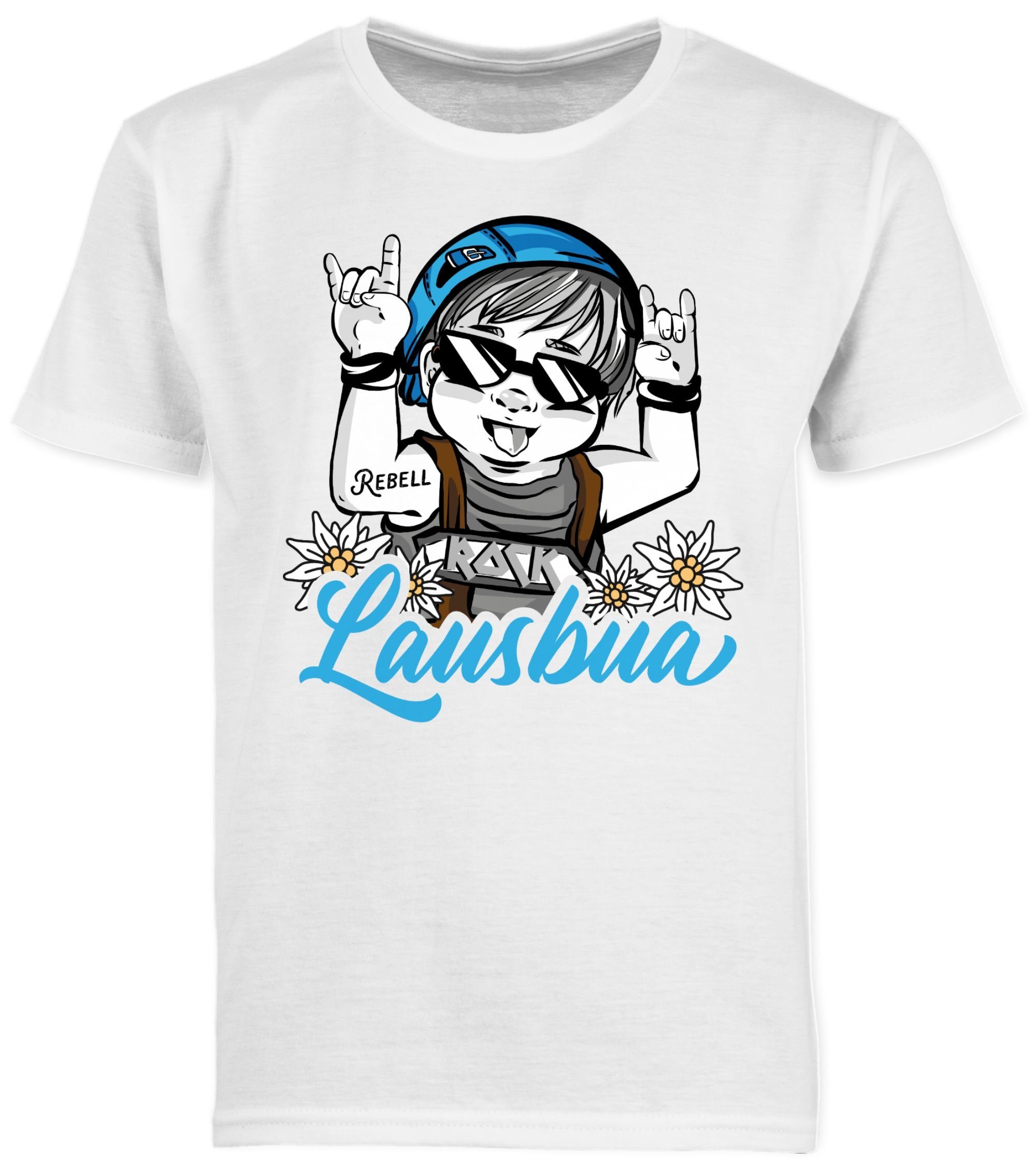 Shirtracer T-Shirt Lausbua - 3 Weiß Mode Outfit blau Kinder Oktoberfest für