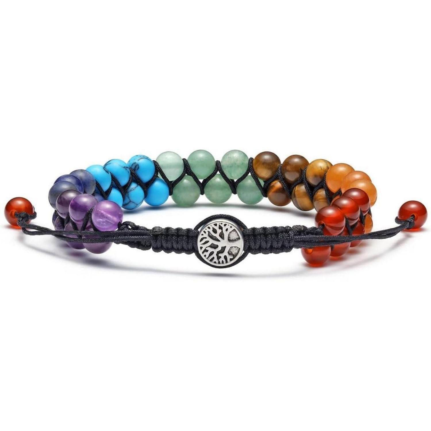 LuxusKollektion Edelstein Chakra Armband lebensbaum Edelstein Doppelschicht geflochten Yoga