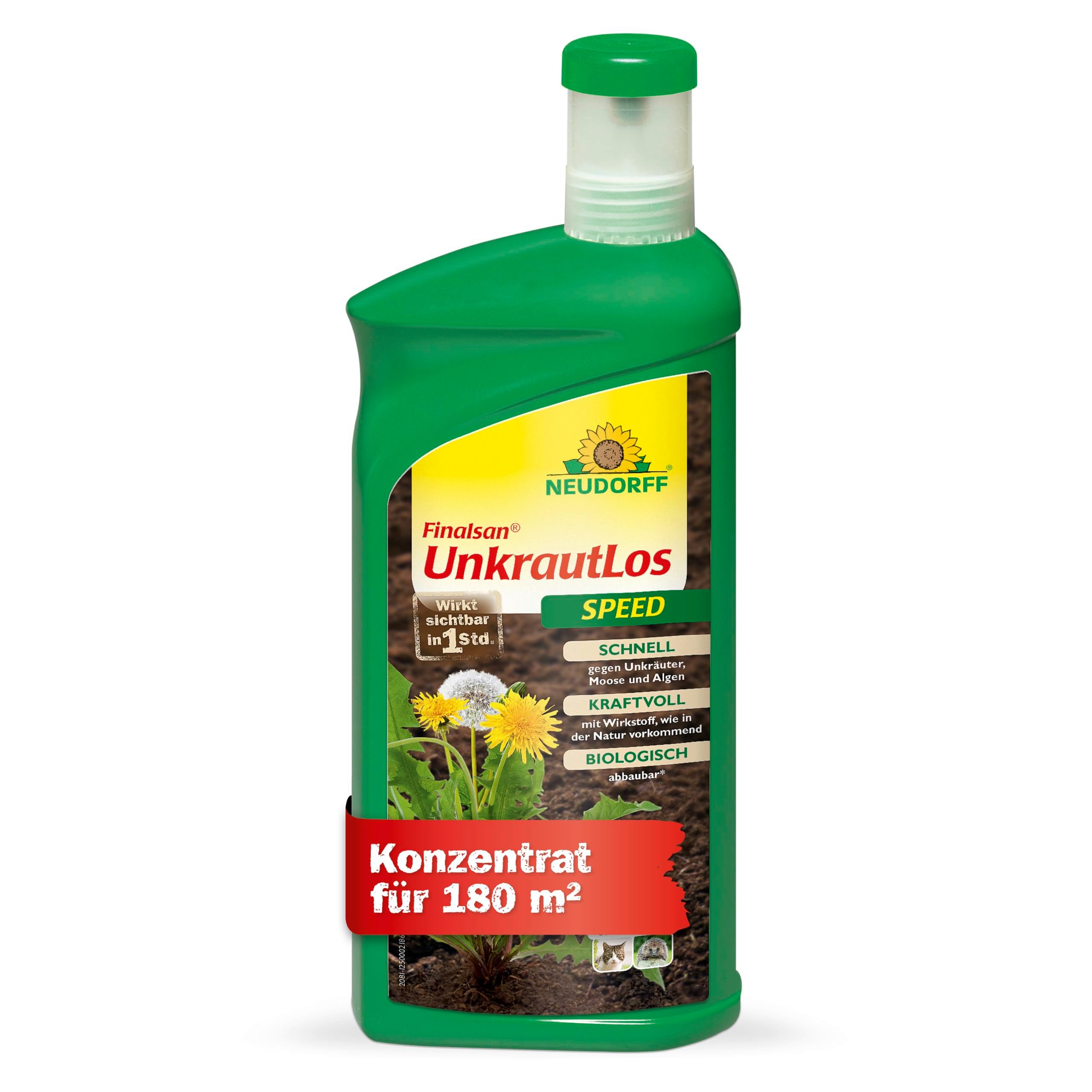 Neudorff Unkrautbekämpfungsmittel Finalsan UnkrautLos Speed 1 Liter, 1 St., ohne Glyphosat! gegen Unkraut, Moos und Algen, Schnell wirkender Unkrautvernichter, Glyphosatfreier Unkrautvernichter mit sichtbarer Wirkung in 1 Stunde