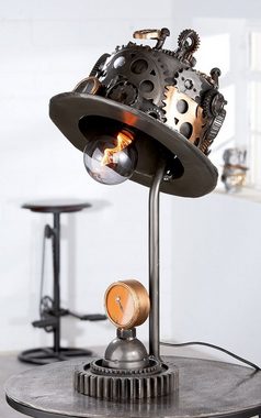 GILDE Tischleuchte GILDE Lampe Steampunk Hat - silber - H. 63cm x B. 33cm