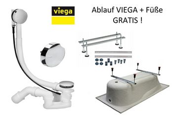 KOLMAN Badewanne Eckbadewanne Avita Slim 170x75, (Links/Rechts), Rand 15 mm Styroporverkleidung, Ablauf VIEGA & Füße GRATIS