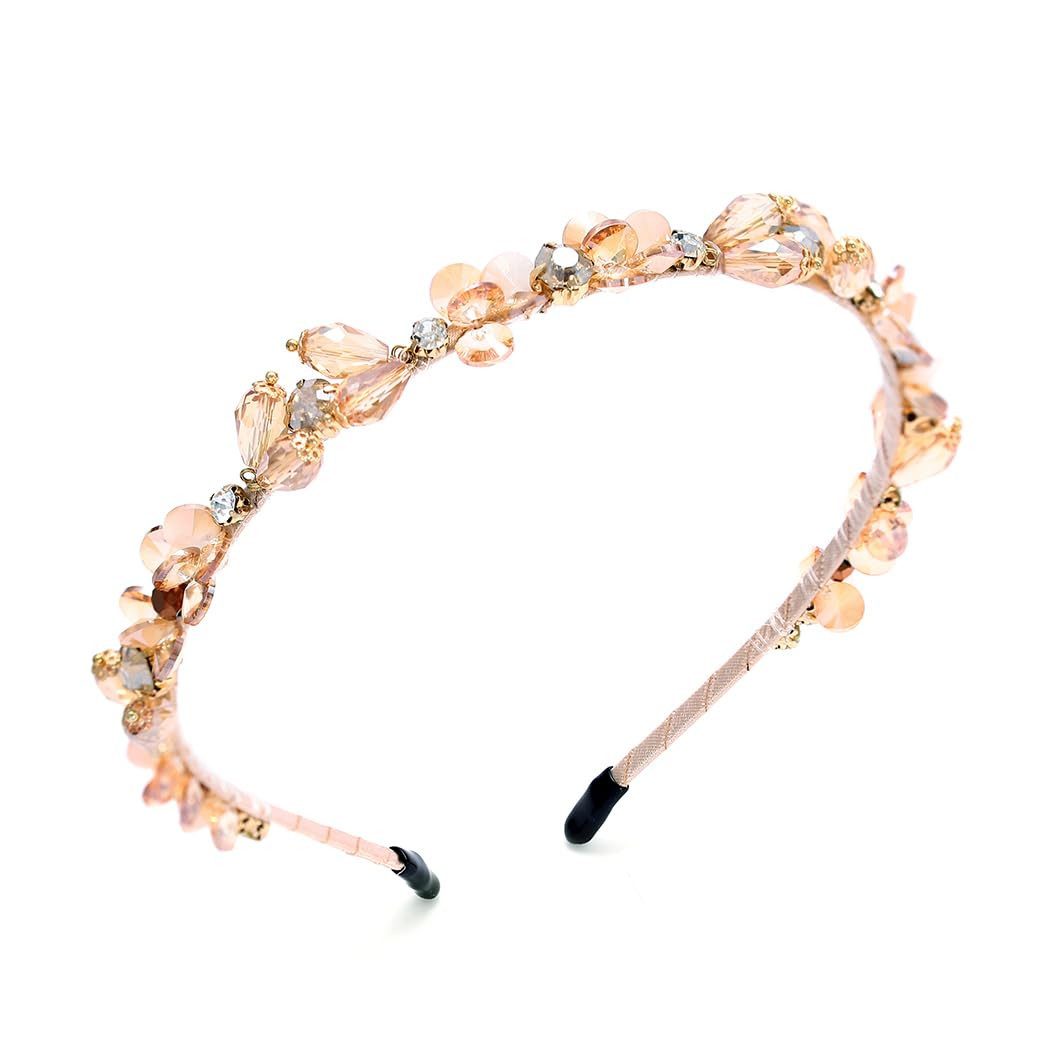Coonoor Haargummi Vintage Strass Haarband Champagner Kristall Haarbänder