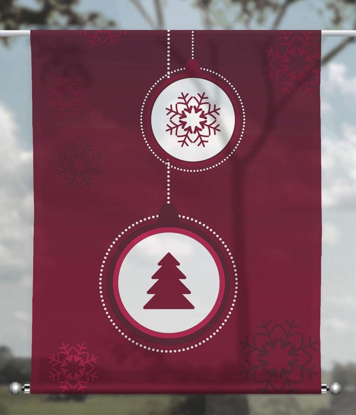 gardinen-for-life Scheibengardine Scheibenhänger X-Mas modern Magenta - rechteckig mit Beschwerung