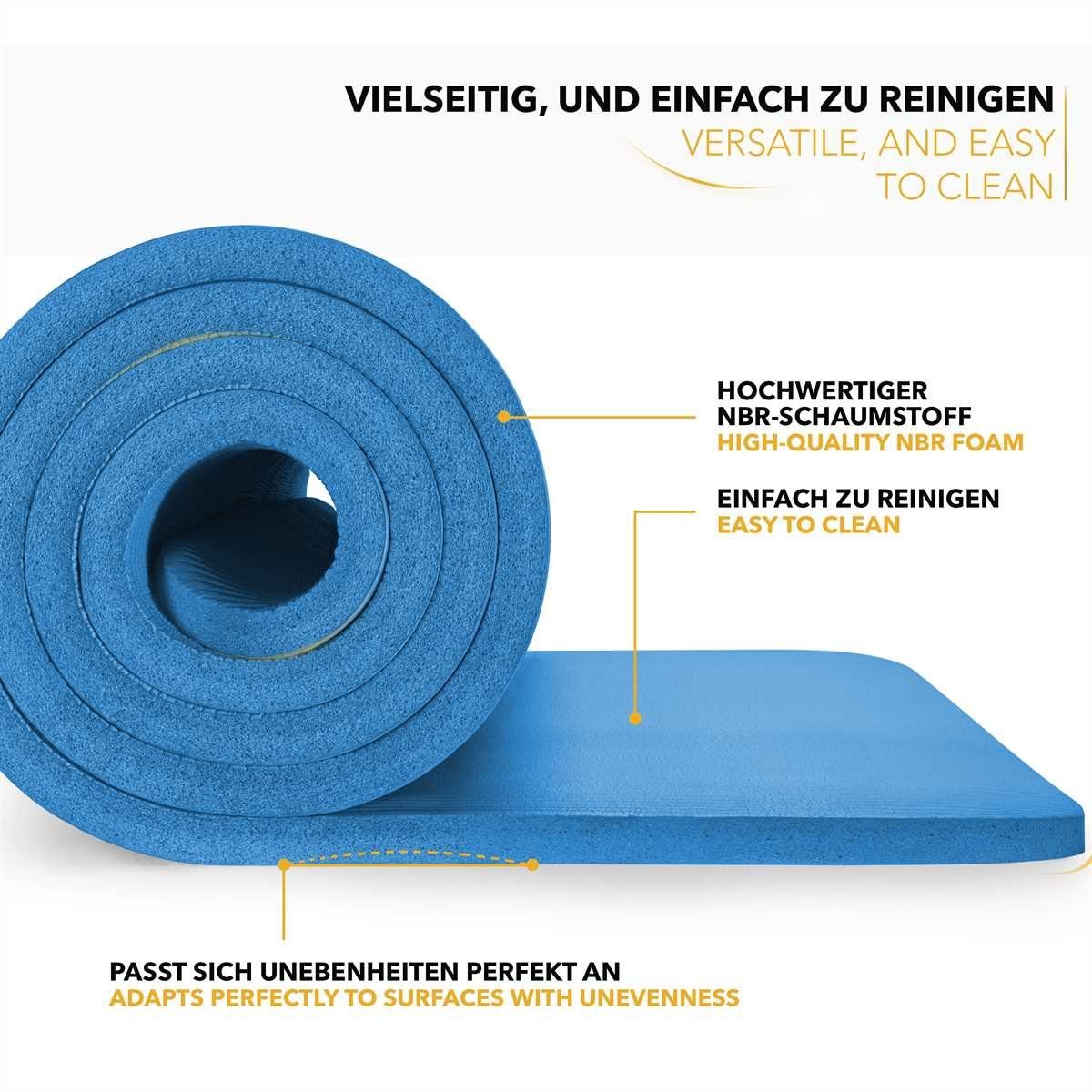 TRESKO Gymnastikmatte rutschfest mit Tragegurt Sportmatte gepolstert, Yogamatte Gymnastikmatte Dick Fitnessmatte