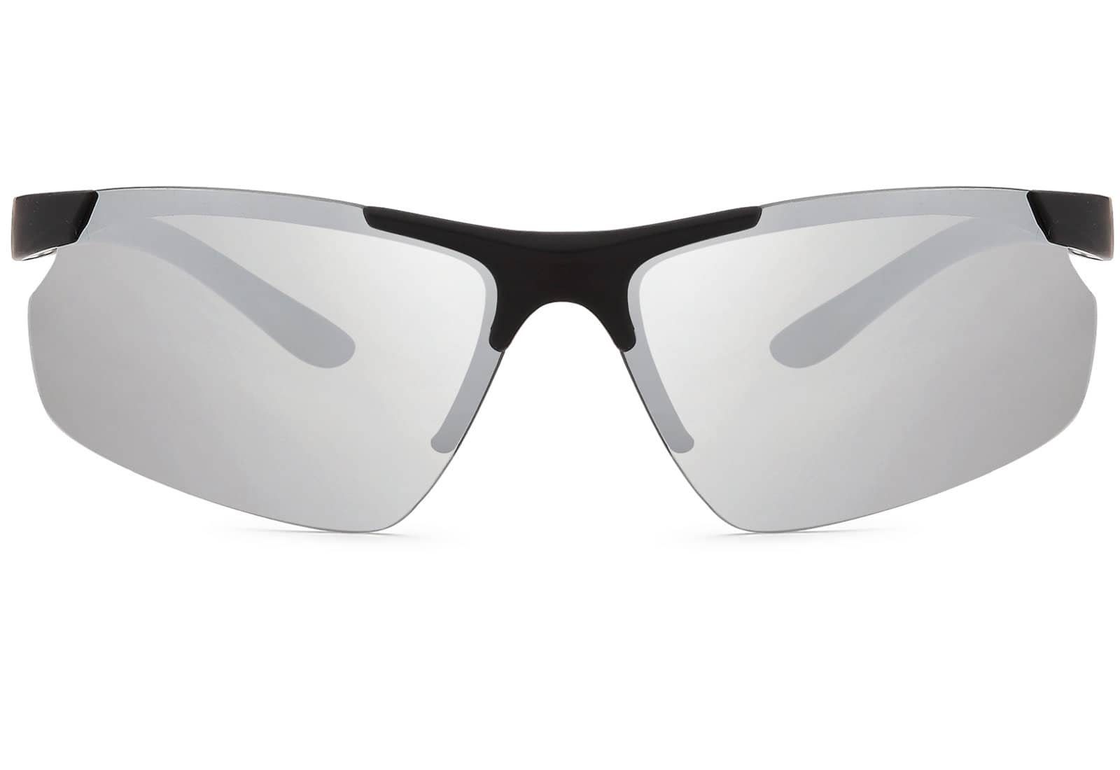 (Packung, Brille Polarisiert, mit Eyewear 1-St), Schwarz Linsen polarisierten BEZLIT Silber Sonnen Sport Fahrradbrille