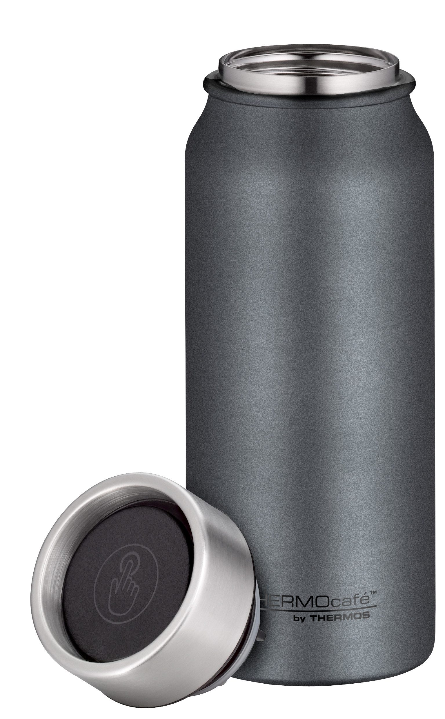 THERMOcafé Thermobecher TC DRINKING MUG, absolut dicht, spülmaschinenfest, 1-tlg., Edelstahl, Kunststoff, Silikon, 0,5l, 9h heiß & 20h kalt, zerlegbares Push Button Lid