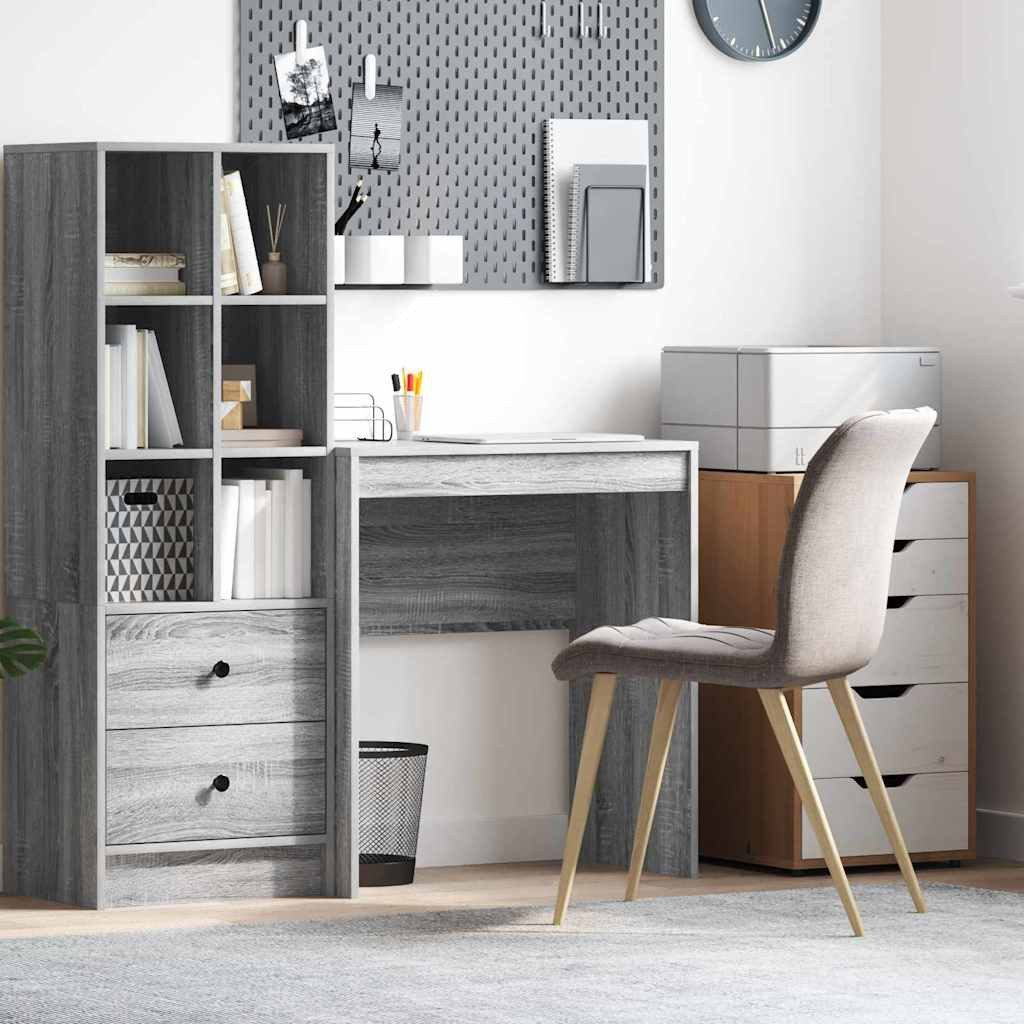 furnicato Schreibtisch 70 x 40 x 76 cm Graues Sonoma, Platzsparender Computertisch mit Massivholz-Rahmen für dein Büro