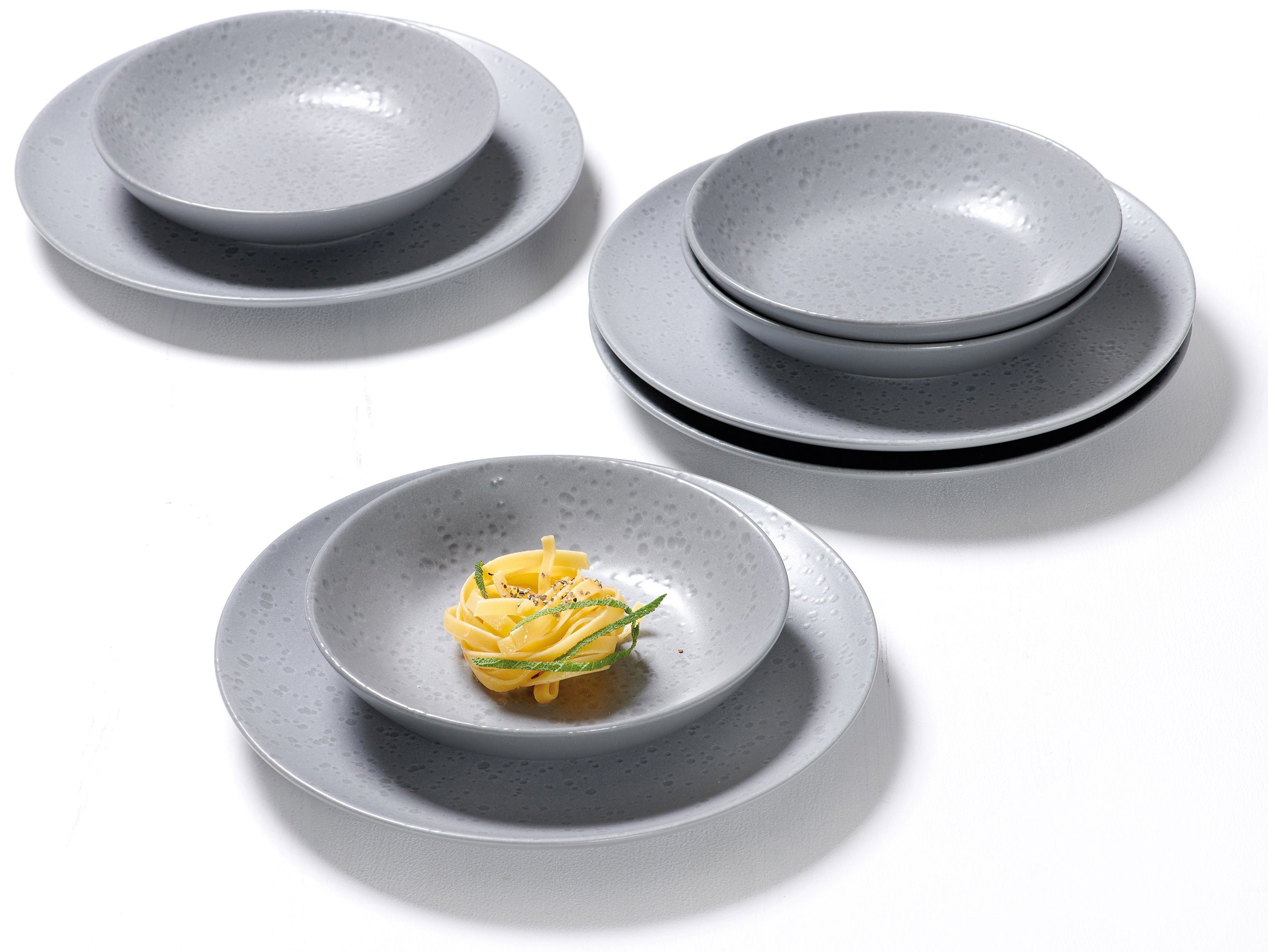 Ritzenhoff & Breker Tafelservice Teller Set, Geschirr-Set Kitwe (8-tlg), 4 Personen, Steinzeug, Reaktivglasur, jedes Stück ein Unikat, 8 Teile, für 4 Personen