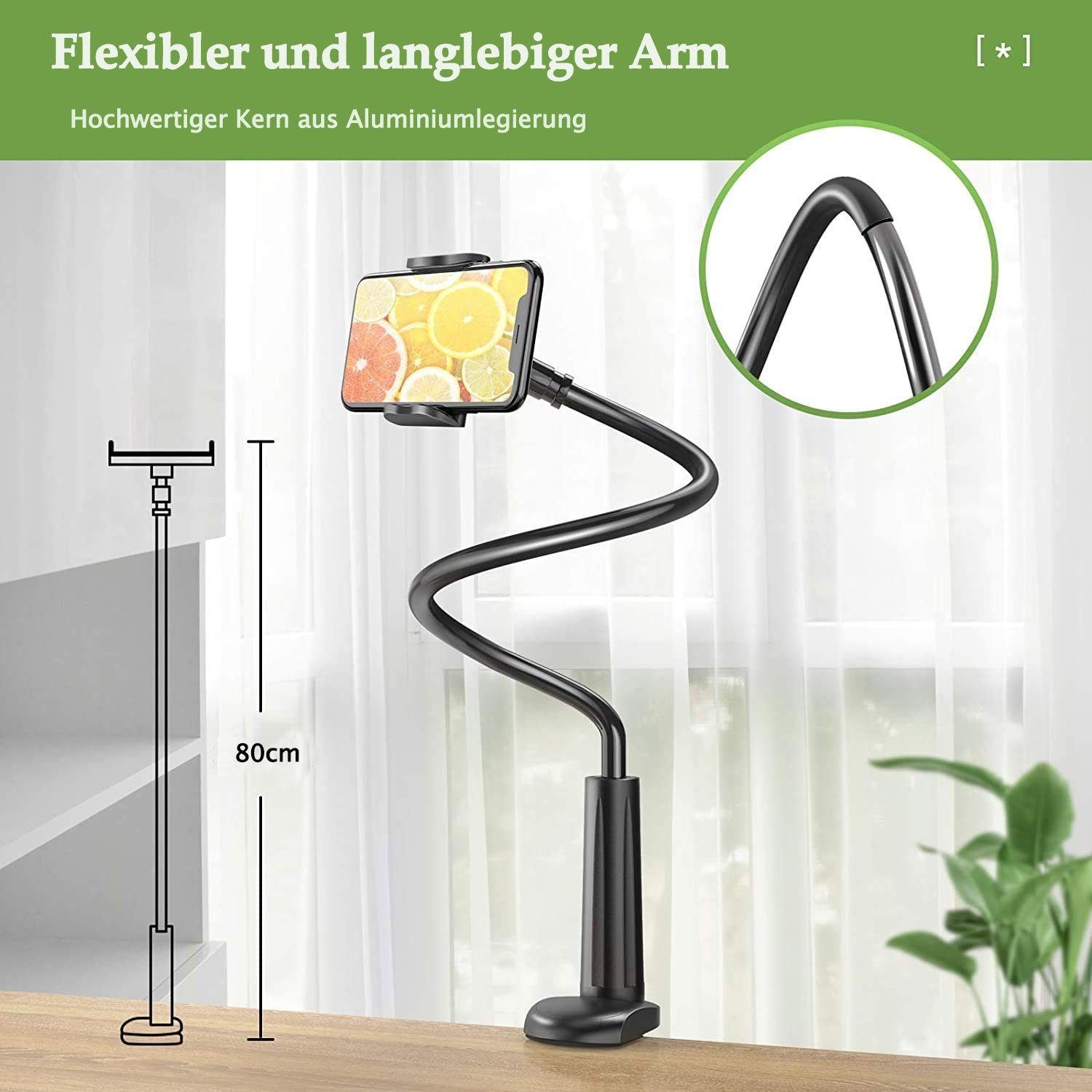 Verstellbare Ständer Lang Bett,Flexible für Schwarz Handy Arm Ladestecker-Halterung Handy Halter zggzerg